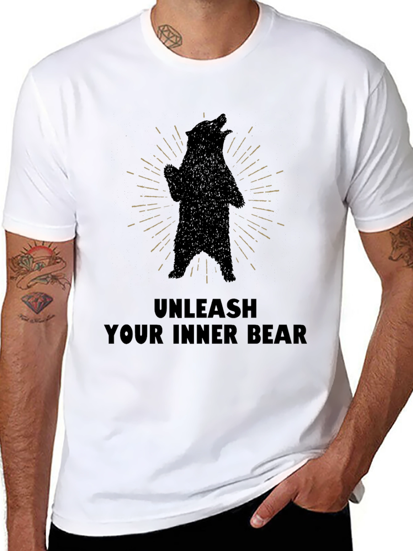 Black Unleash Your Inner Bear Graphic Tee view 8