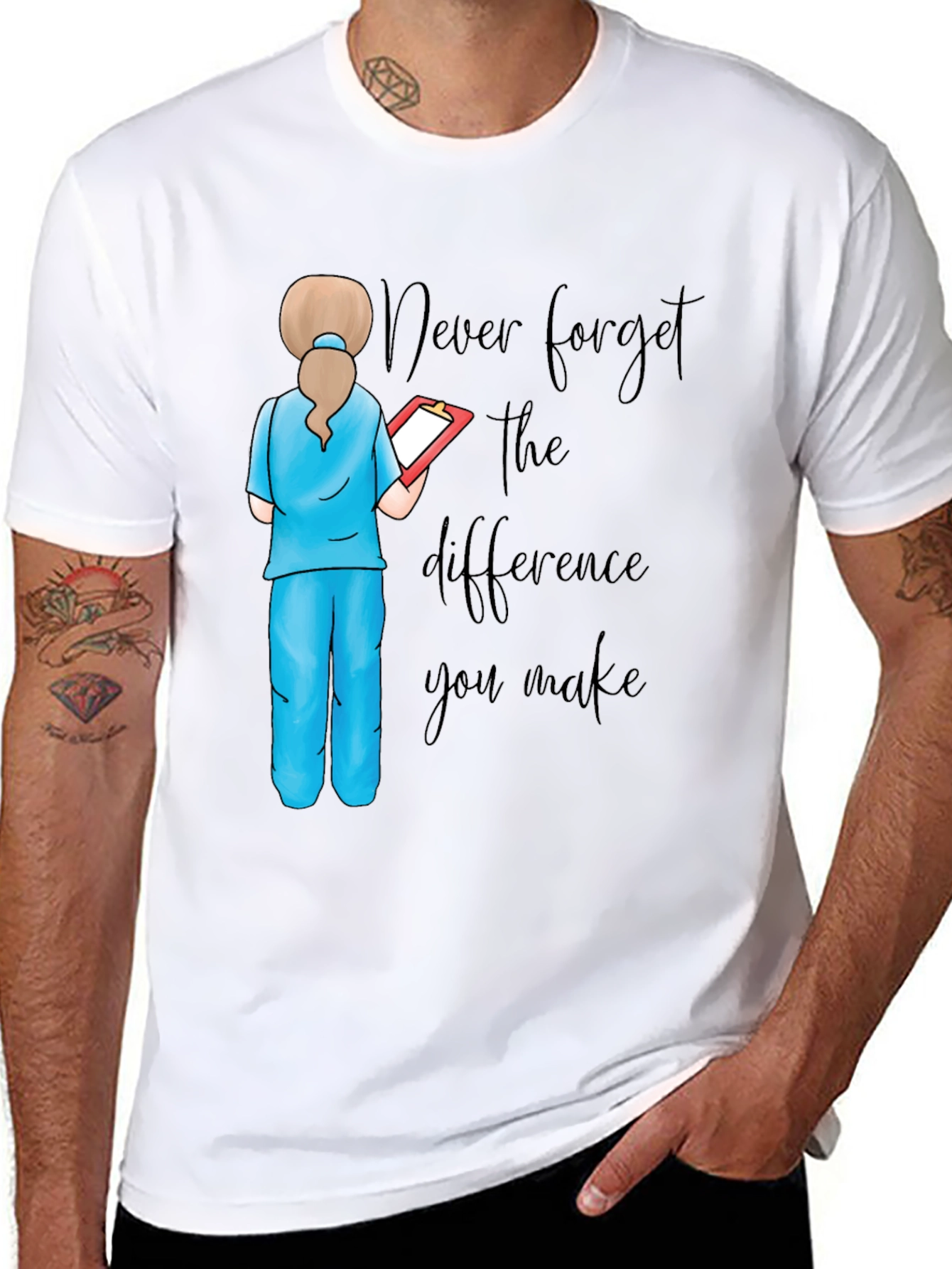 Black Nurse Quote Graphic Tee - Never Forget the Difference view 8