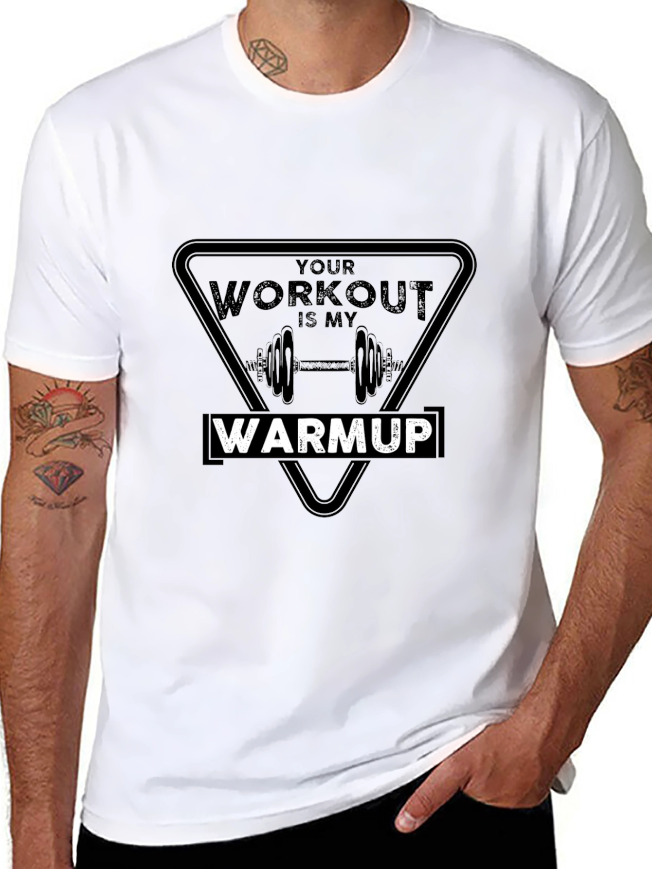 Black Workout Warmup T-Shirt: Gym Humor Tee view 8