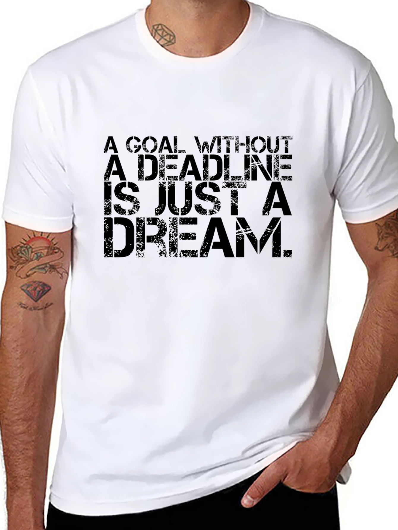Black Goal Deadline Dream Black Graphic Tee view 8