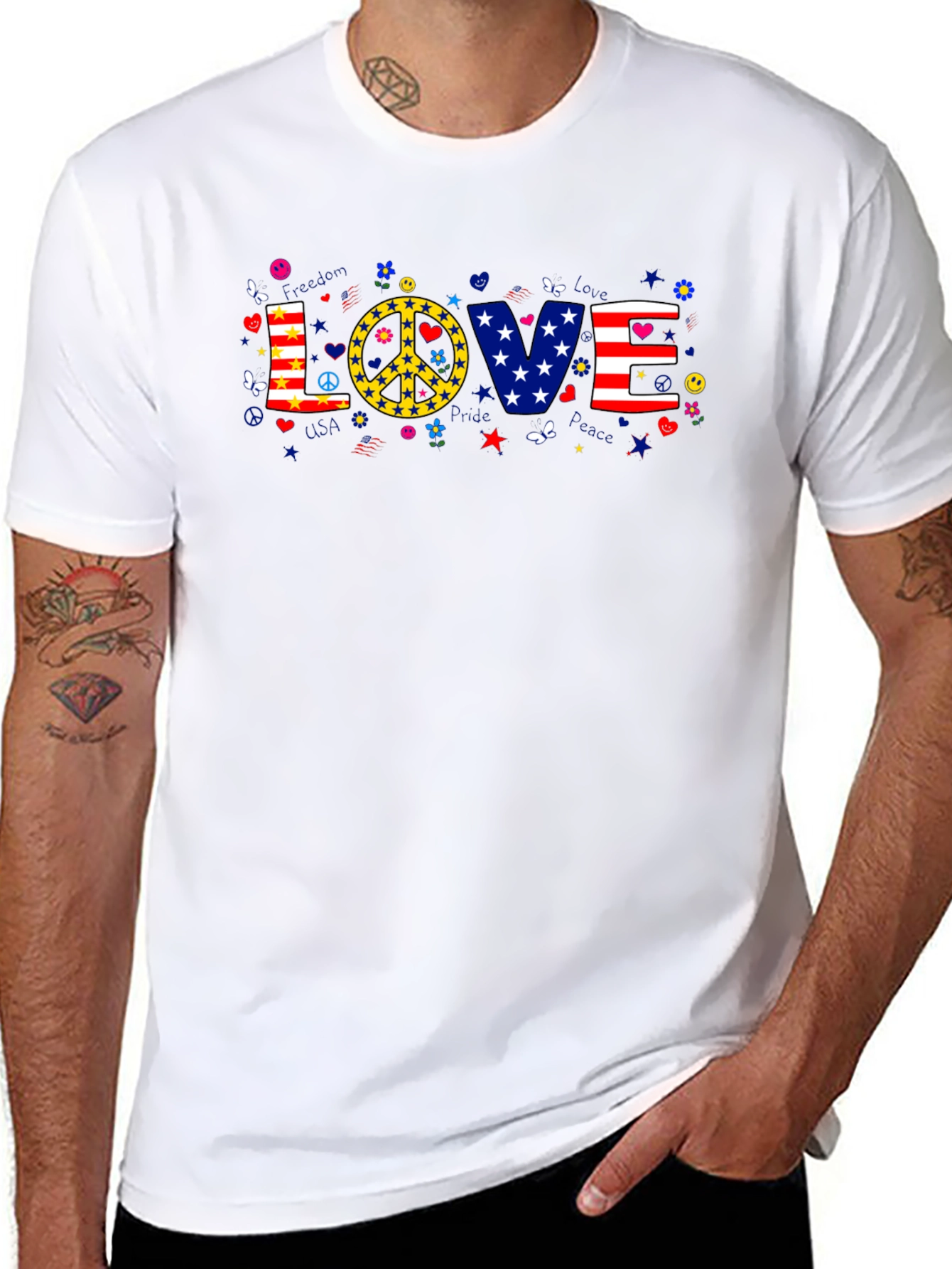Black Love & Peace Graphic T-Shirt - Patriotic view 8