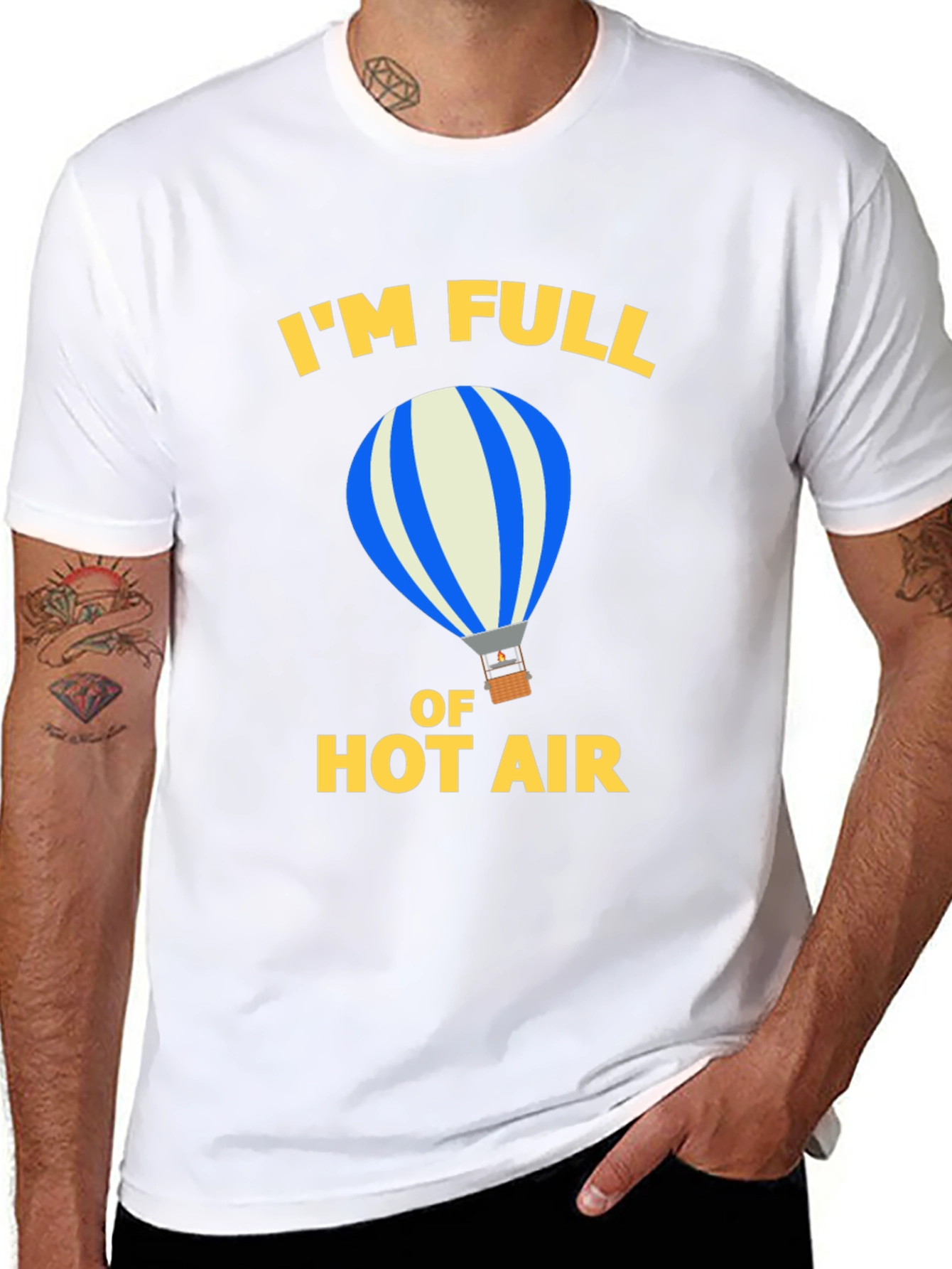 Black Funny Hot Air Balloon Graphic Tee view 8