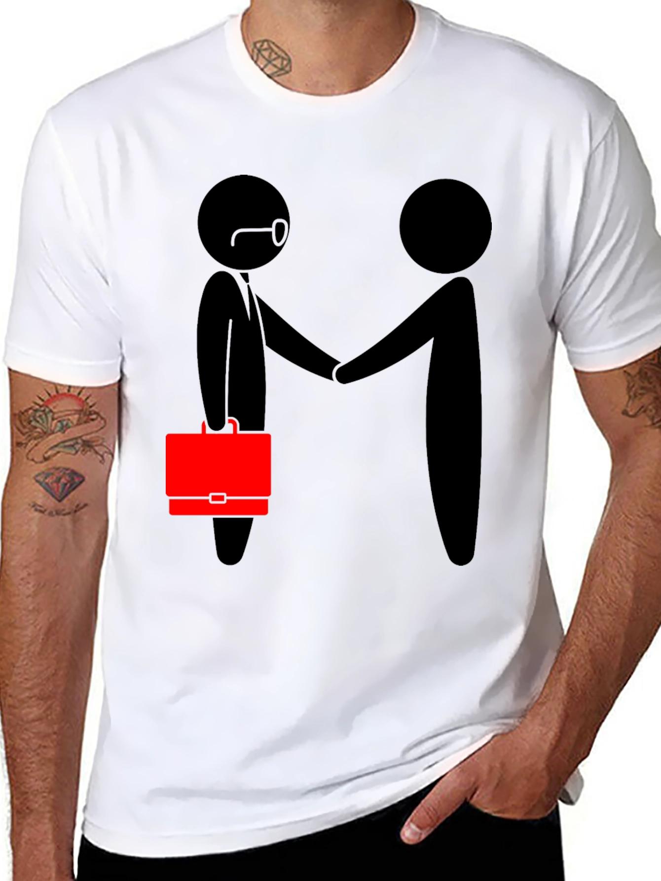 Black Funny Business Handshake Graphic T-Shirt view 8