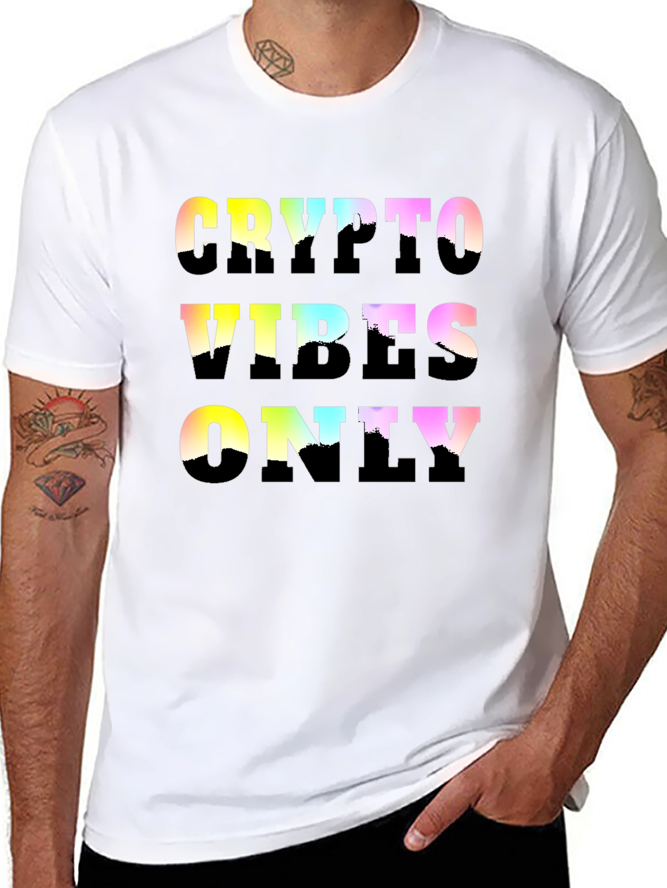 Black Crypto Vibes Only Graphic Tee - Trendy Black T-Shirt view 8