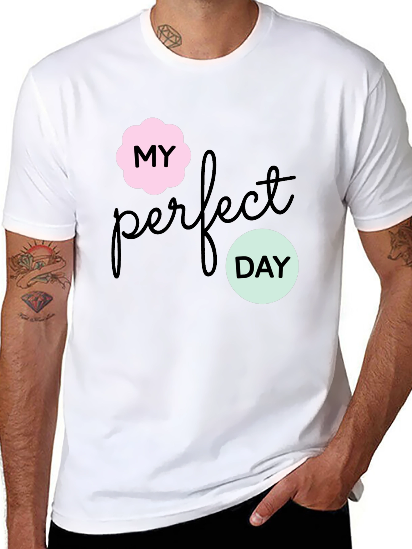 Black My Perfect Day Graphic Tee - Stylish Black T-Shirt view 8