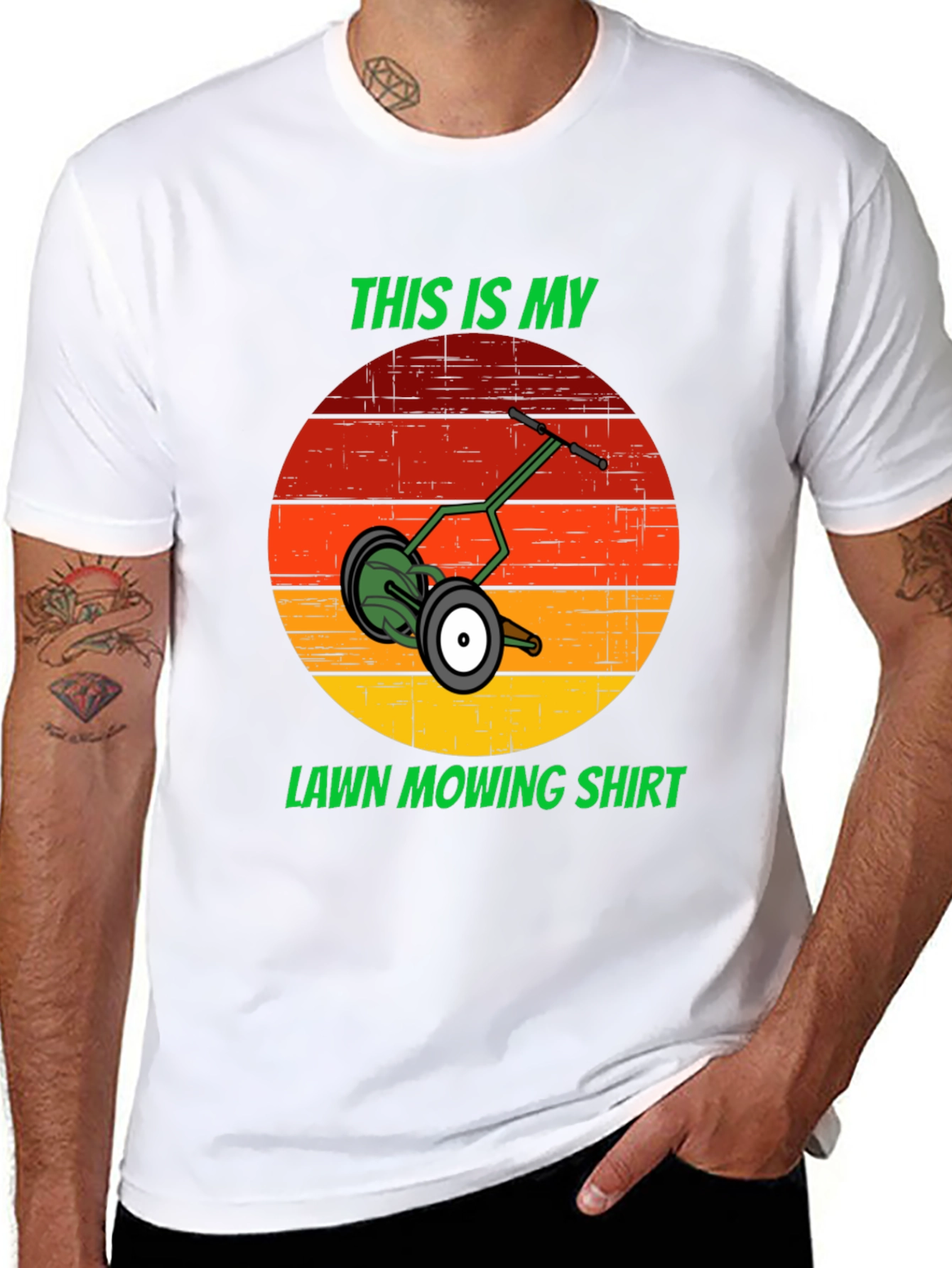 Black This Is My Lawn Mowing Shirt - Retro Mower Design Tee view 8