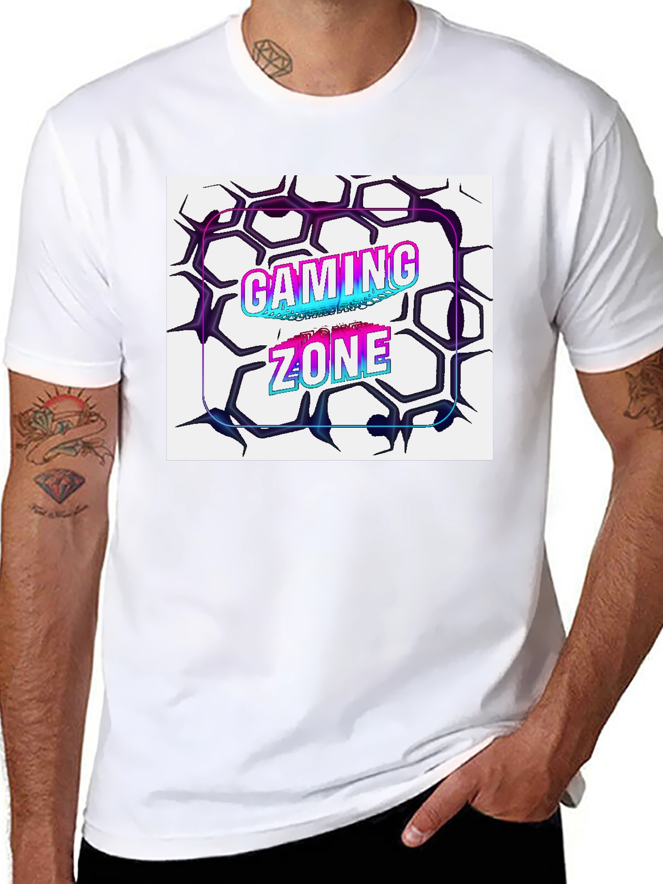 Black Gaming Zone Graphic Tee - Black Cotton Blend view 8