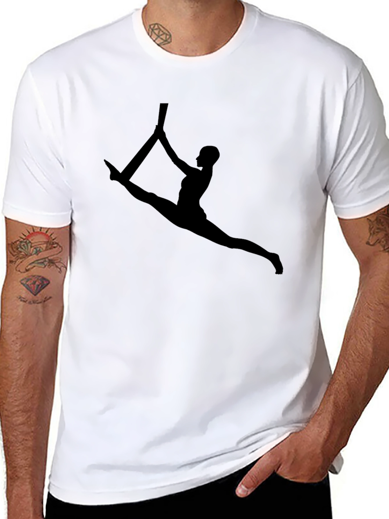 Black Aerial Yoga T-Shirt - Balance & Strength view 8