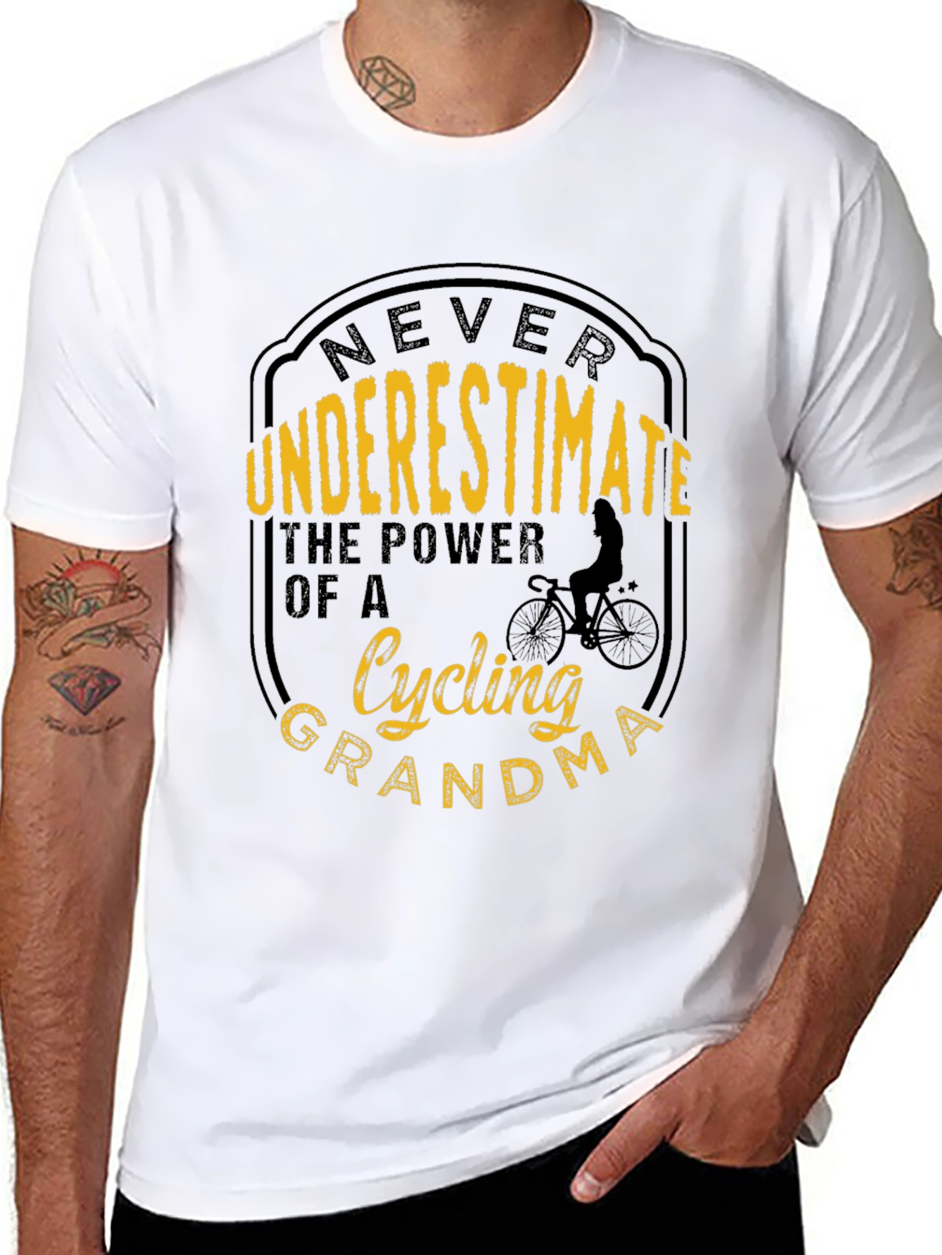 Black Cycling Grandma Graphic T-Shirt - Never Underestimate! view 8
