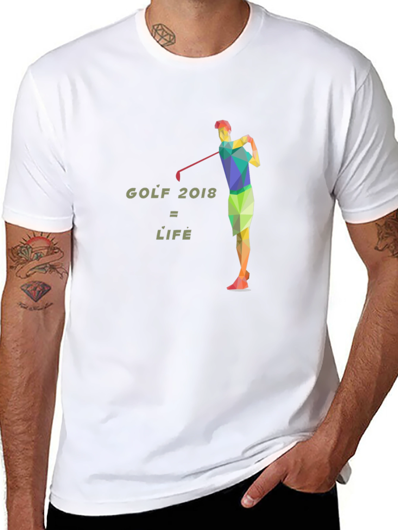 Black Golf 2018 = Life Graphic Tee - Stylish Golfer's T-Shirt view 8
