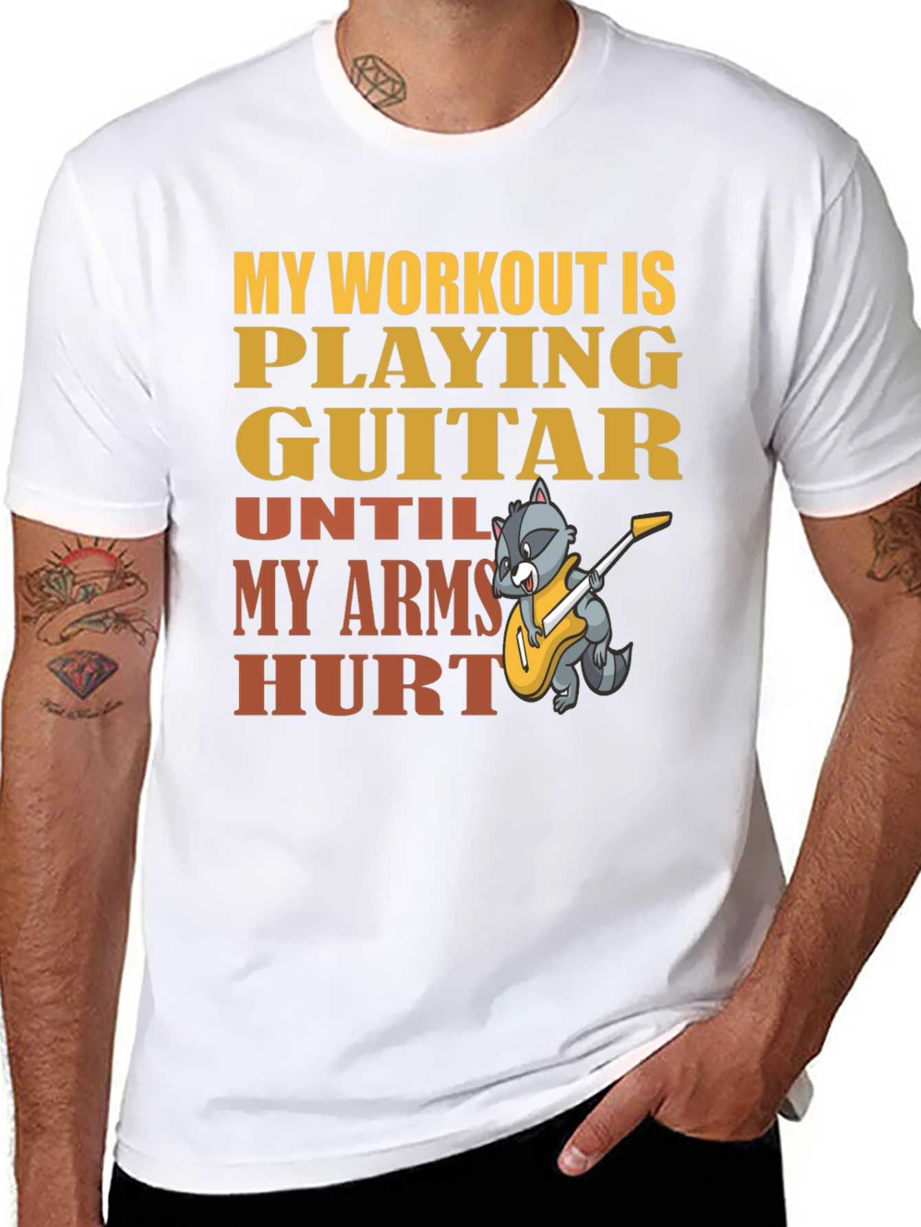 Black Guitar Workout T-Shirt - Musician Fitness Tee view 8