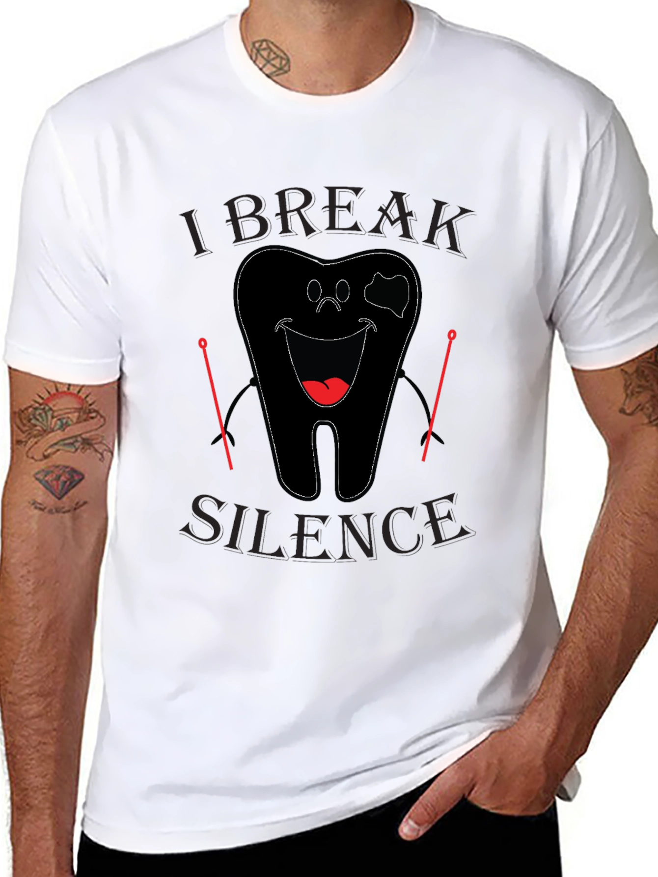 Black I Break Silence Funny Dentist Black T-Shirt view 8