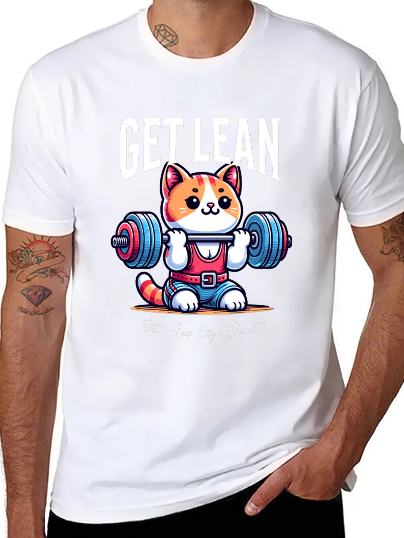 Black Get Lean Gym Cat T-Shirt view 8