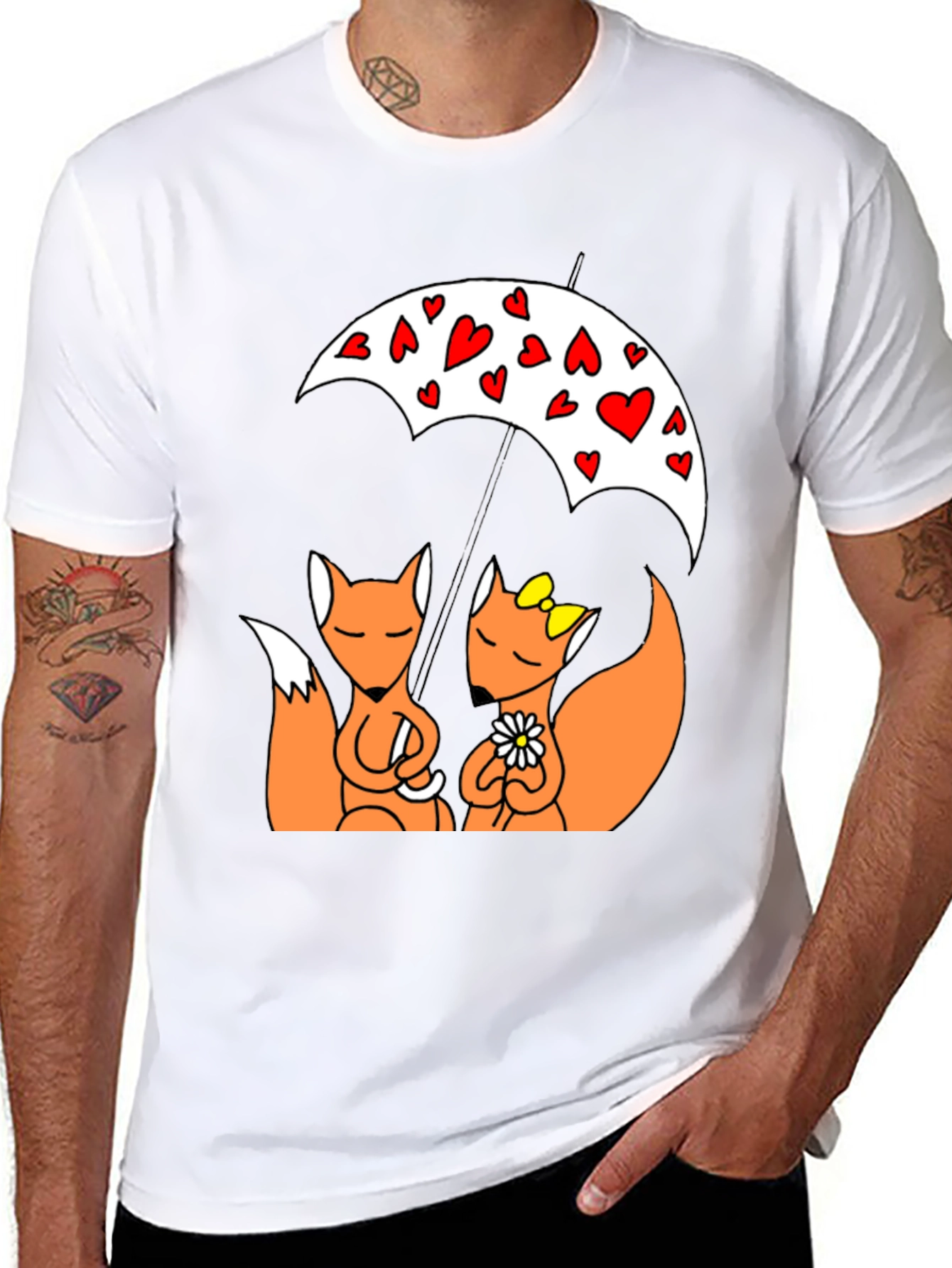 Black Foxes in Love T-Shirt - Cute Cartoon Design view 8