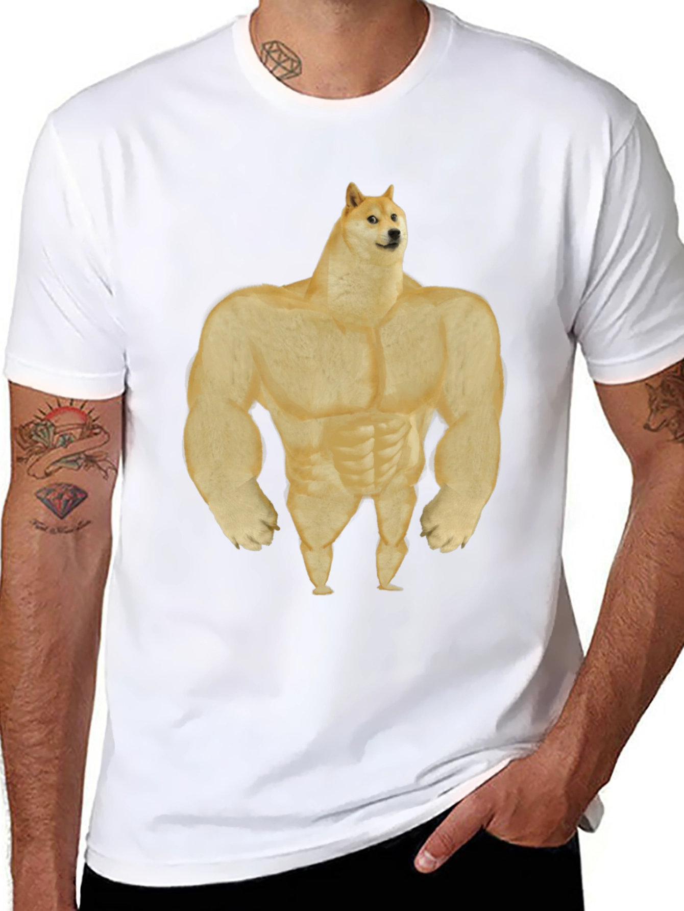 Black Buff Doge T-Shirt - Funny Meme Tee view 8