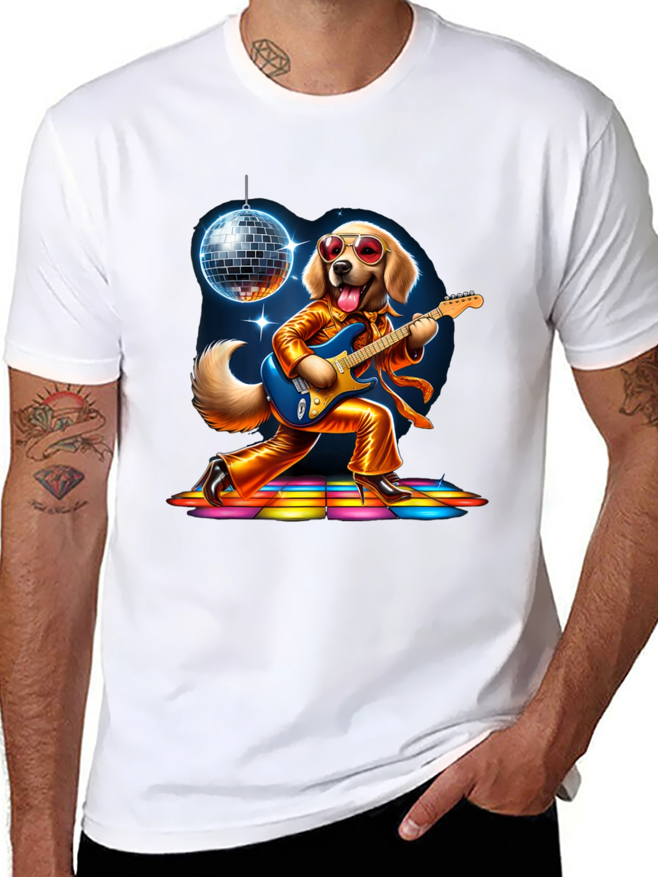 Black Retro Disco Dog T-Shirt view 8