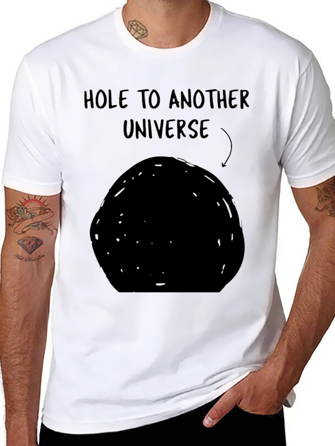 Black Black Hole to Another Universe Funny Graphic Tee view 8