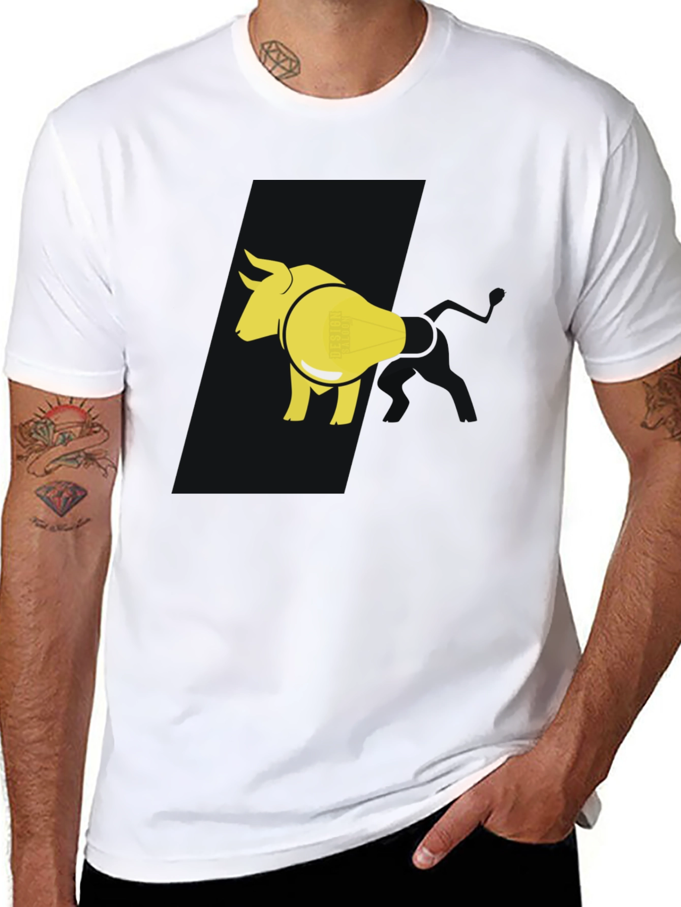 Black Bull & Lightbulb Graphic Tee - Black view 8