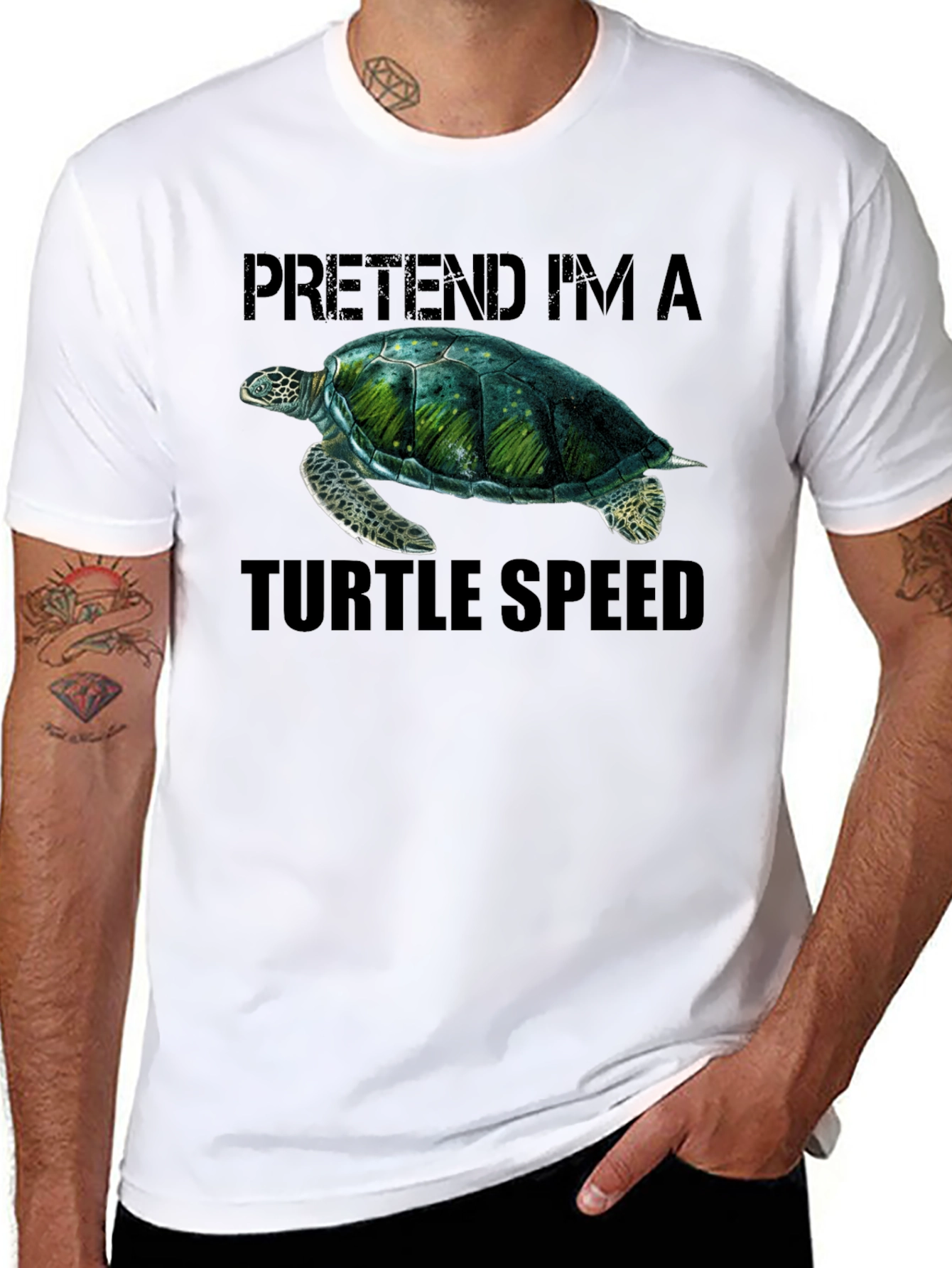 Black Pretend I'm A Turtle Speed T-Shirt view 8