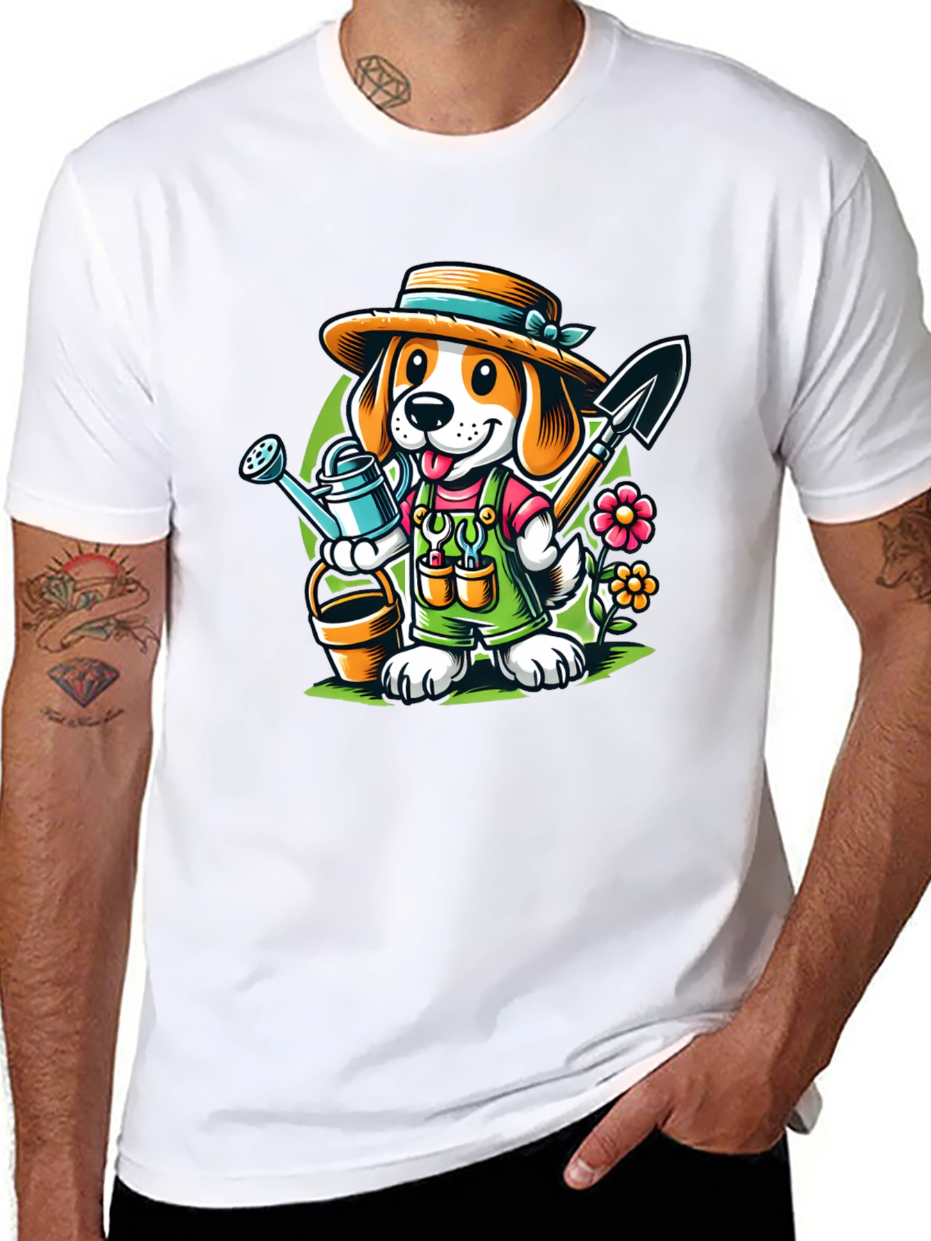 Black Gardener Dog T-Shirt - Cute Cartoon Animal Tee view 8