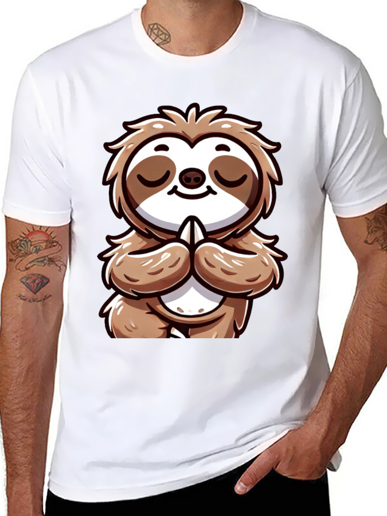 Black Meditating Sloth Graphic Tee - Relaxed Fit view 8