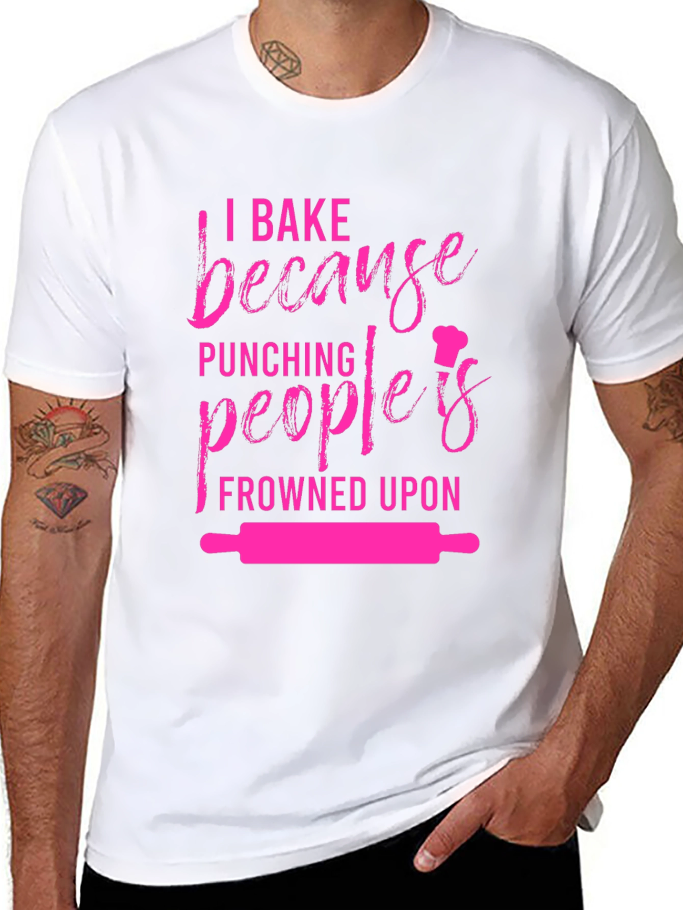 Black Baking Humor Graphic Tee - I Bake Because Punching Is Frowned Upon view 8