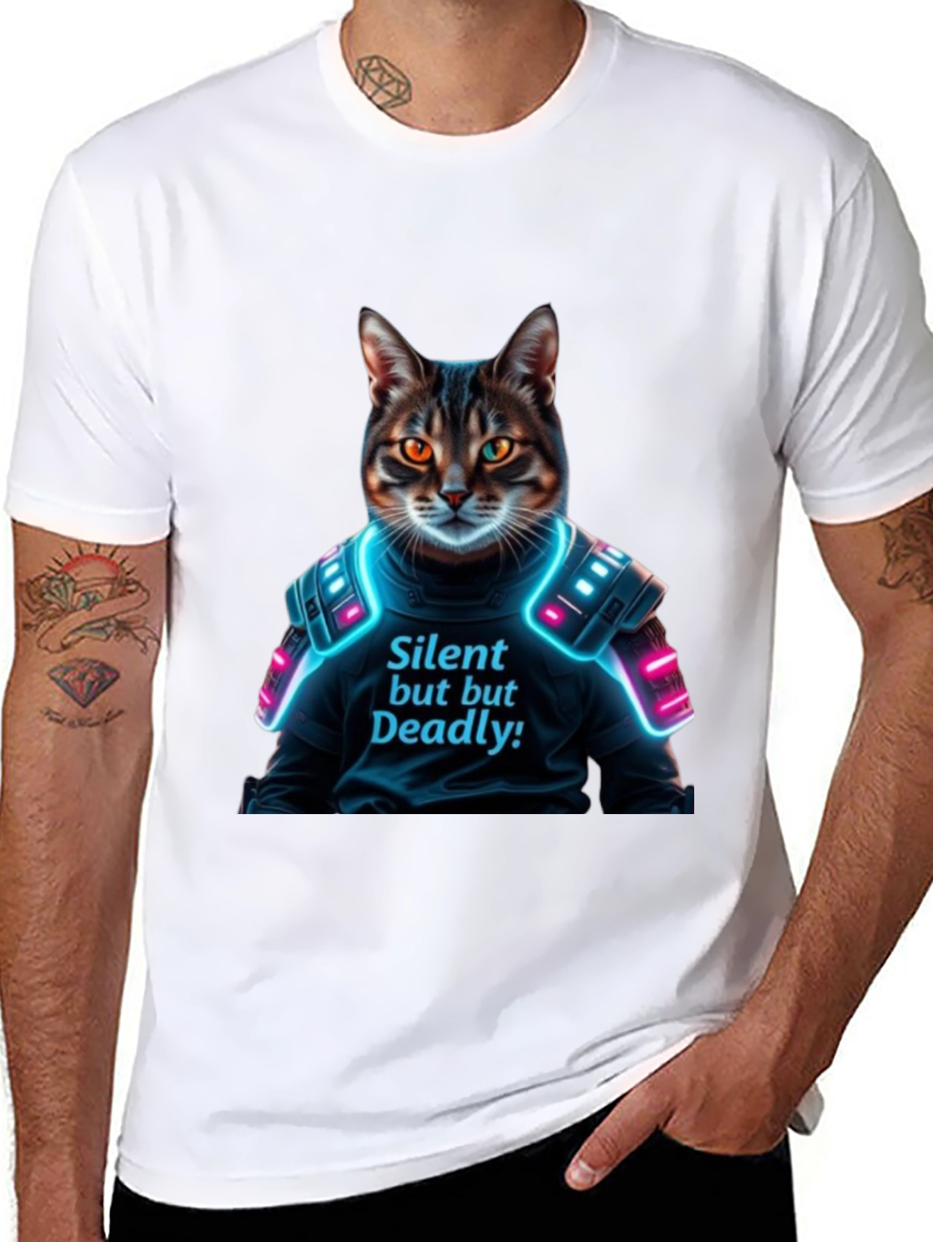 Black Silent but Deadly Cat T-Shirt view 8