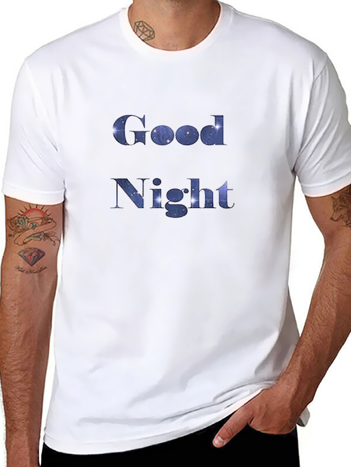 Black Good Night Space Galaxy Tee view 8