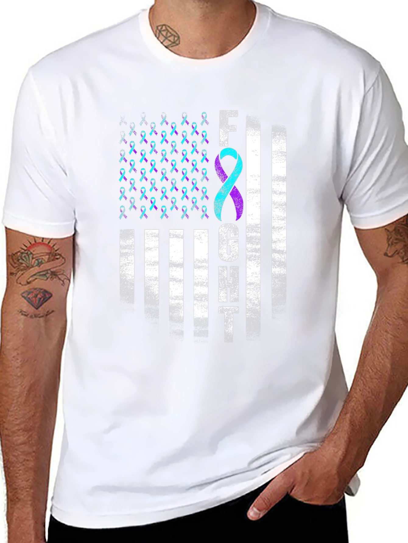 Black Semicolon Suicide Awareness T-Shirt - Fight Depression view 8