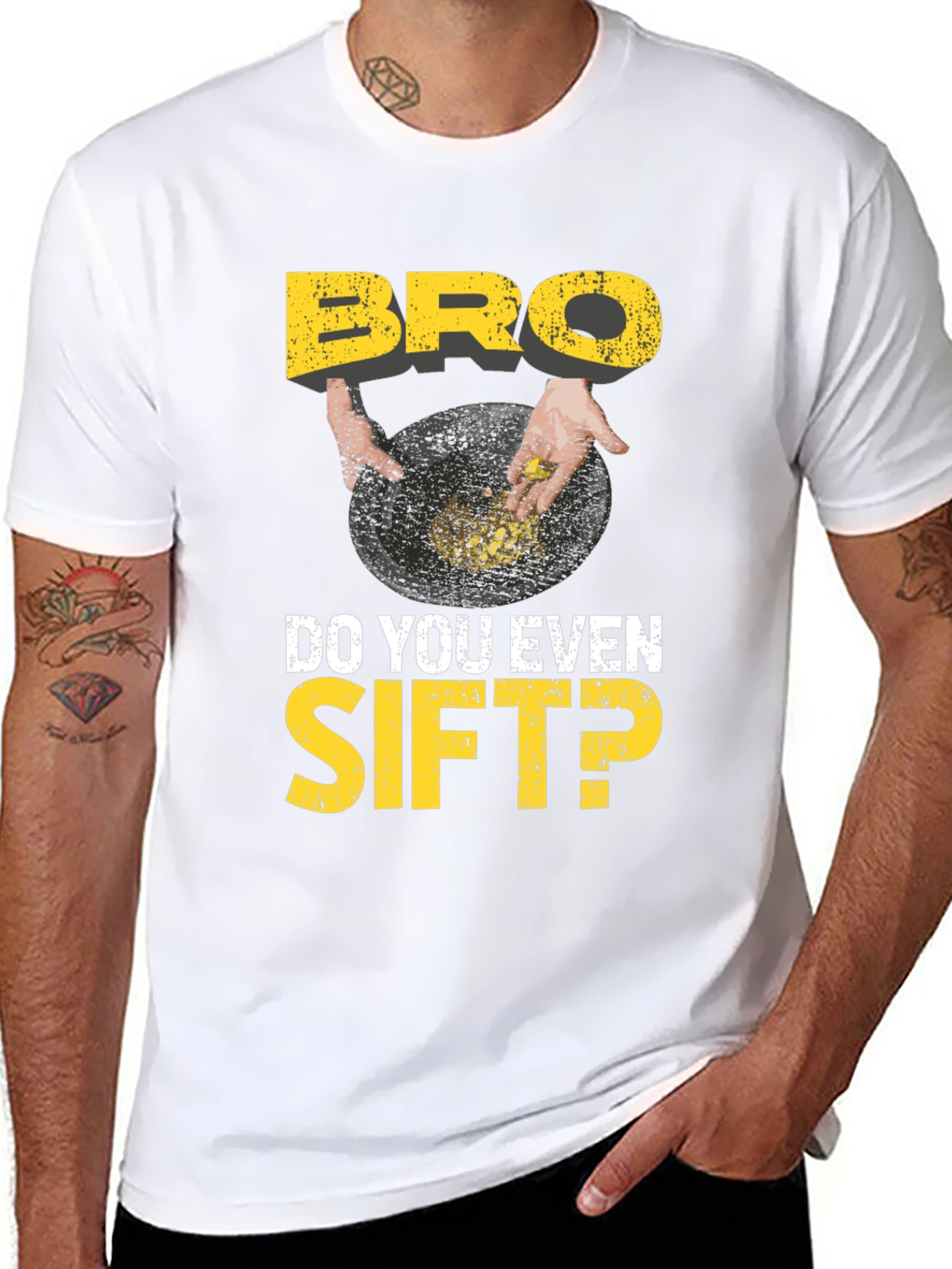 Black Bro Do You Even Sift? Funny Gold Panning T-Shirt view 8