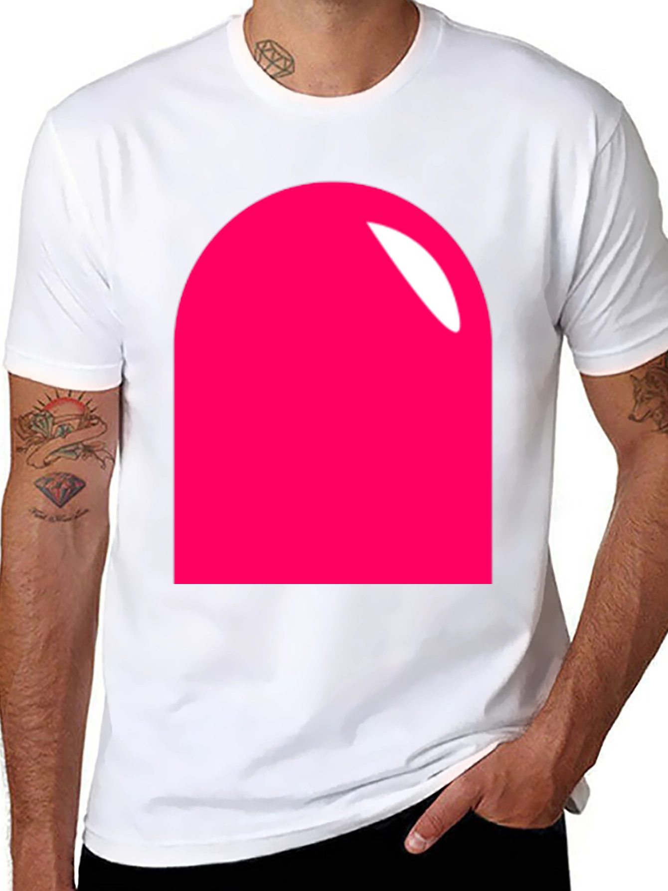 Black Modern Pink Rounded Rectangle Graphic T-Shirt view 8