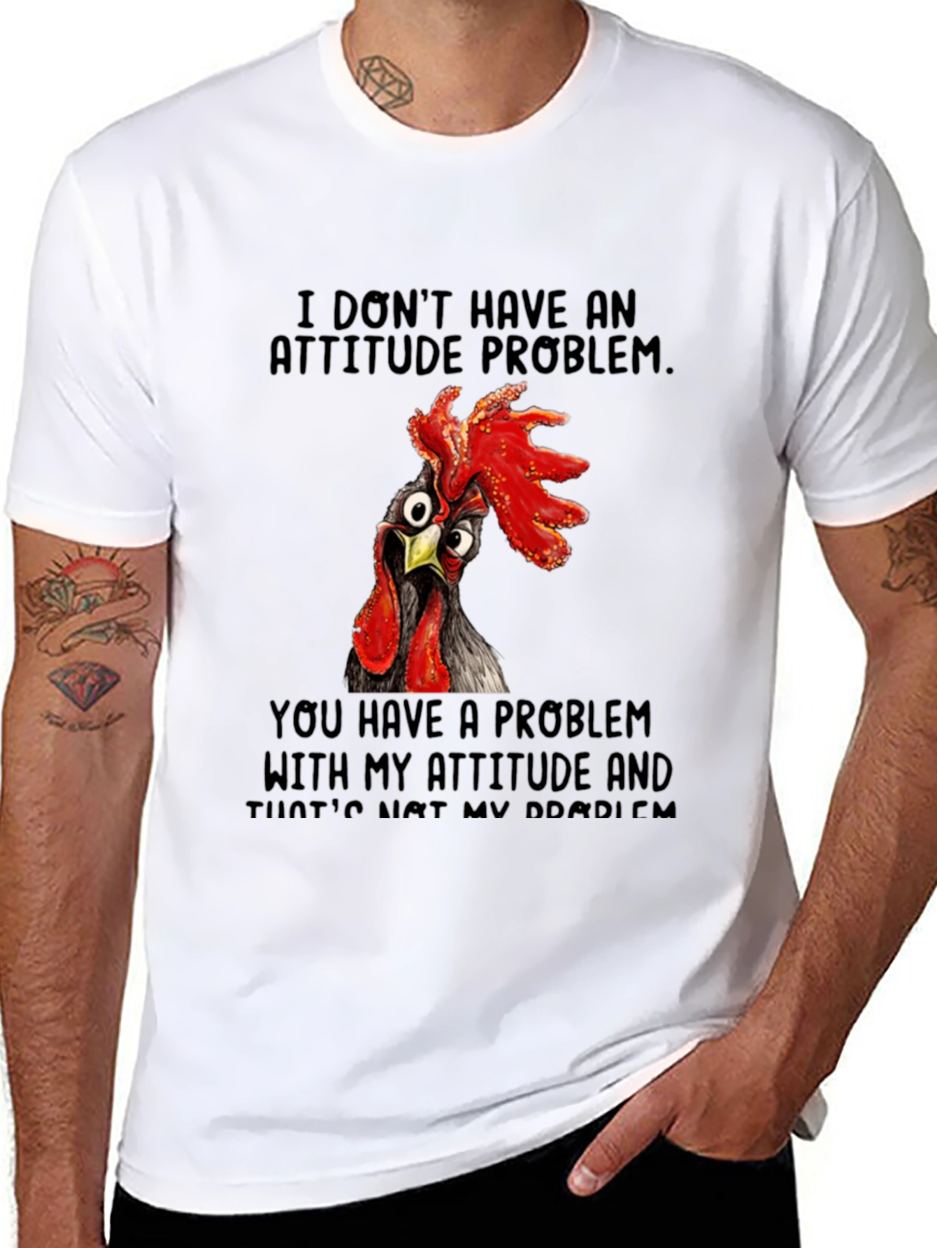 Black Funny Chicken Attitude T-Shirt view 8