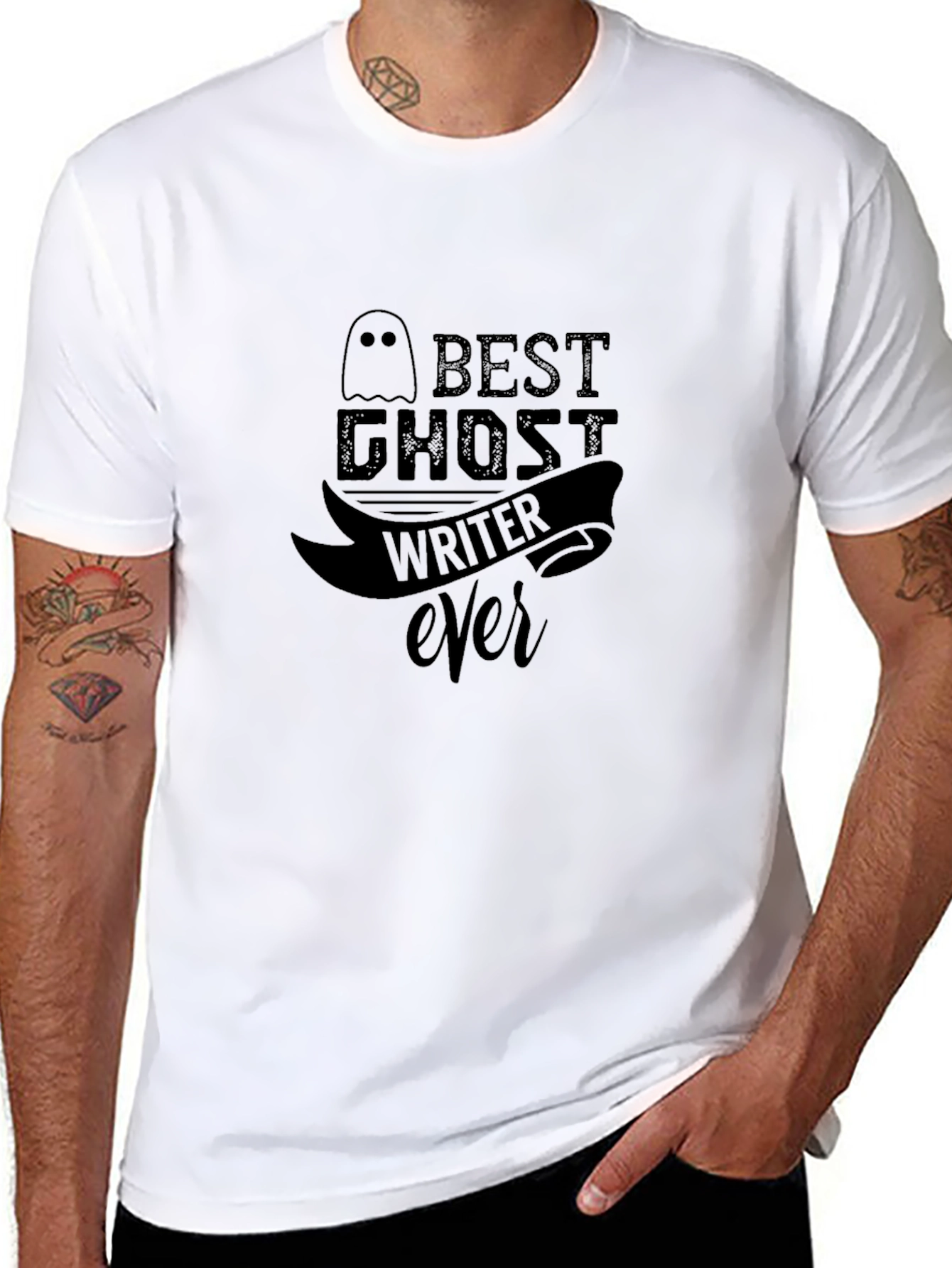 Black Best Ghost Writer Ever Black T-Shirt view 8