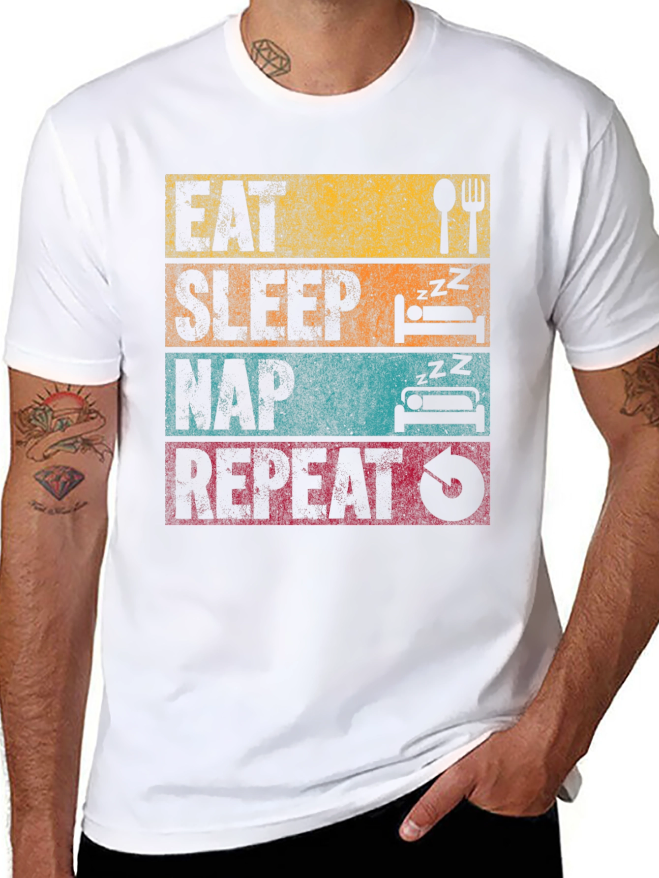 Black Eat Sleep Nap Repeat Graphic Tee view 8