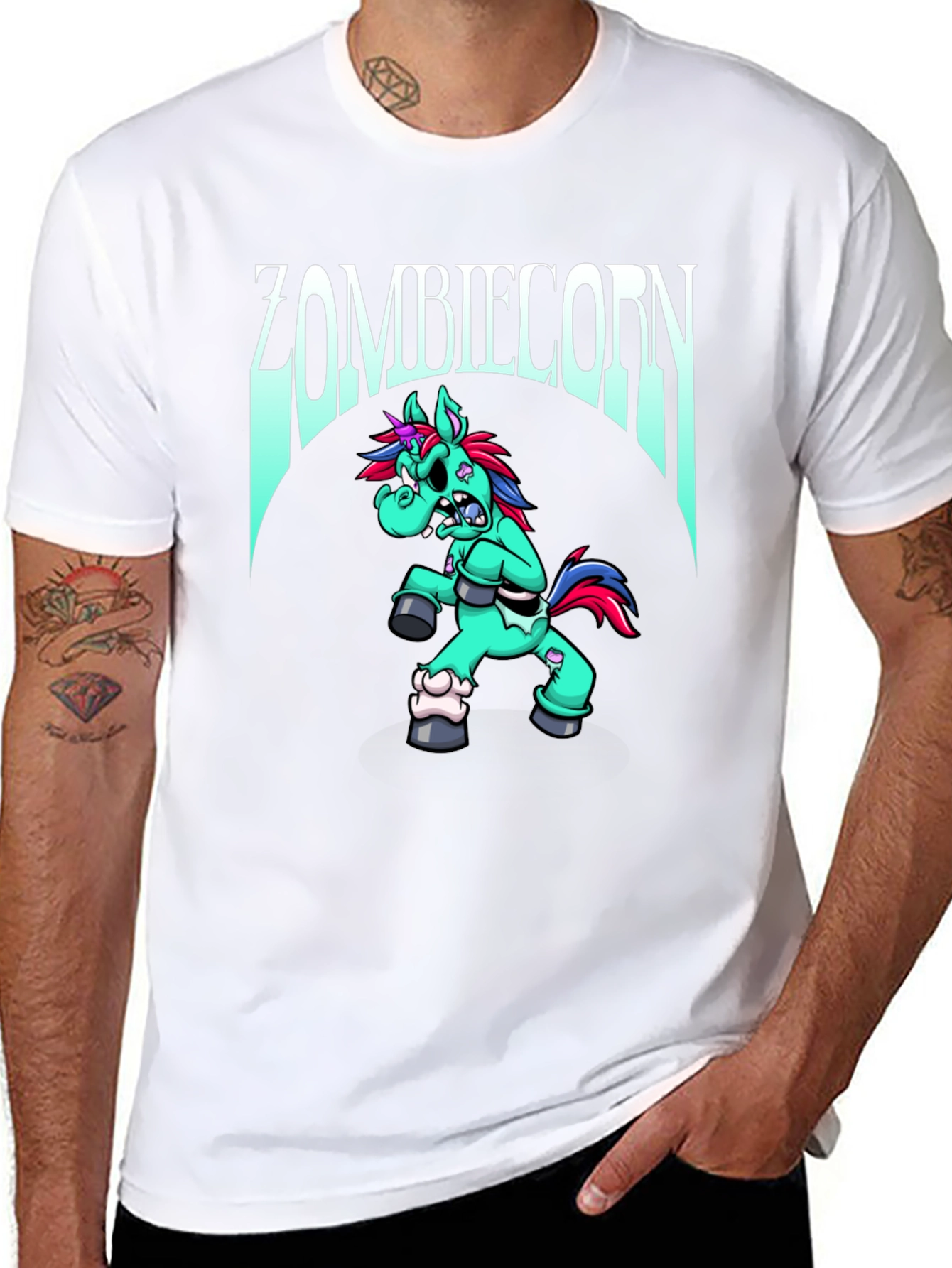 Black Zombiecorn T-Shirt: Unique Graphic Tee view 8
