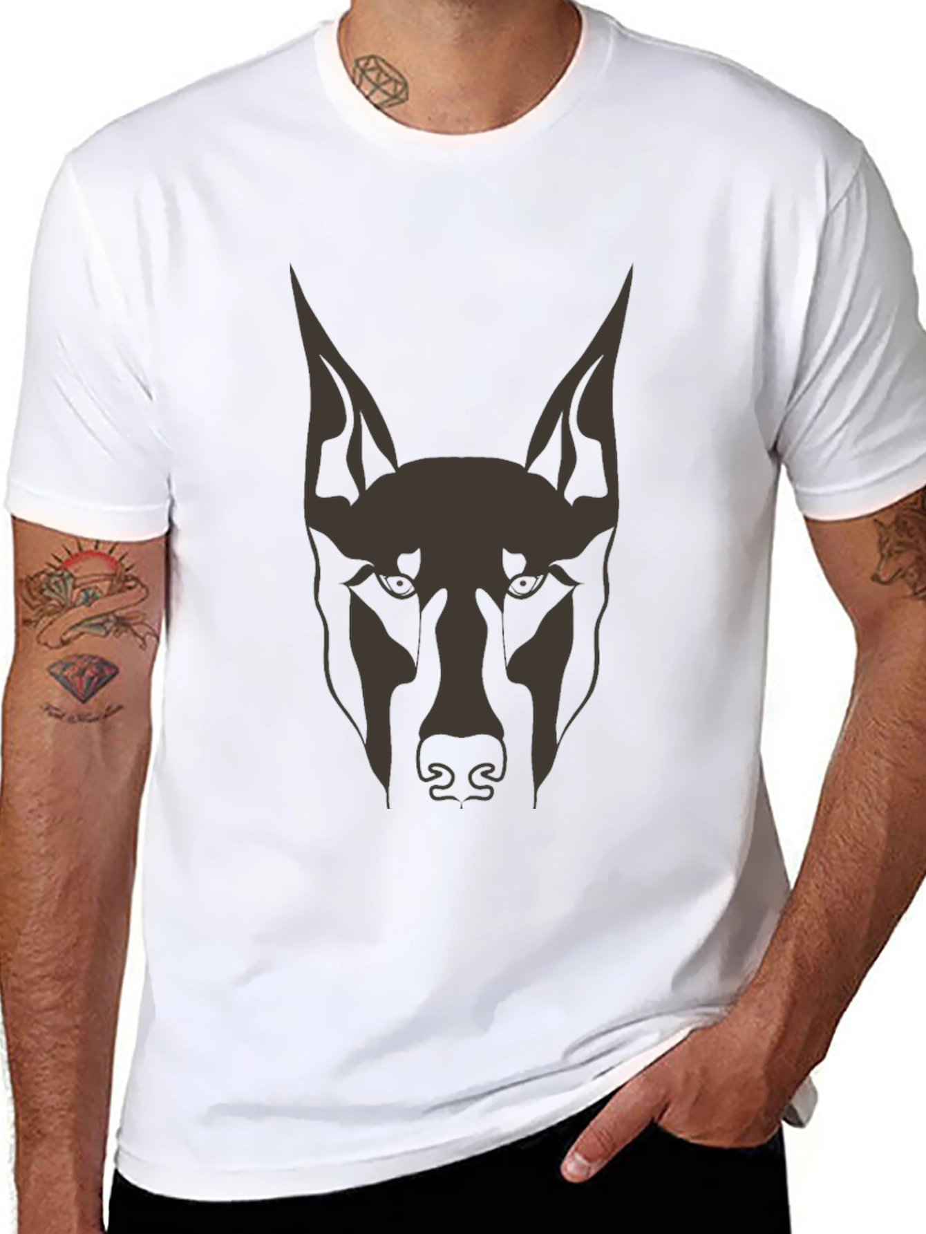 Black Doberman Dog Graphic Tee - Men's Black T-Shirt view 8
