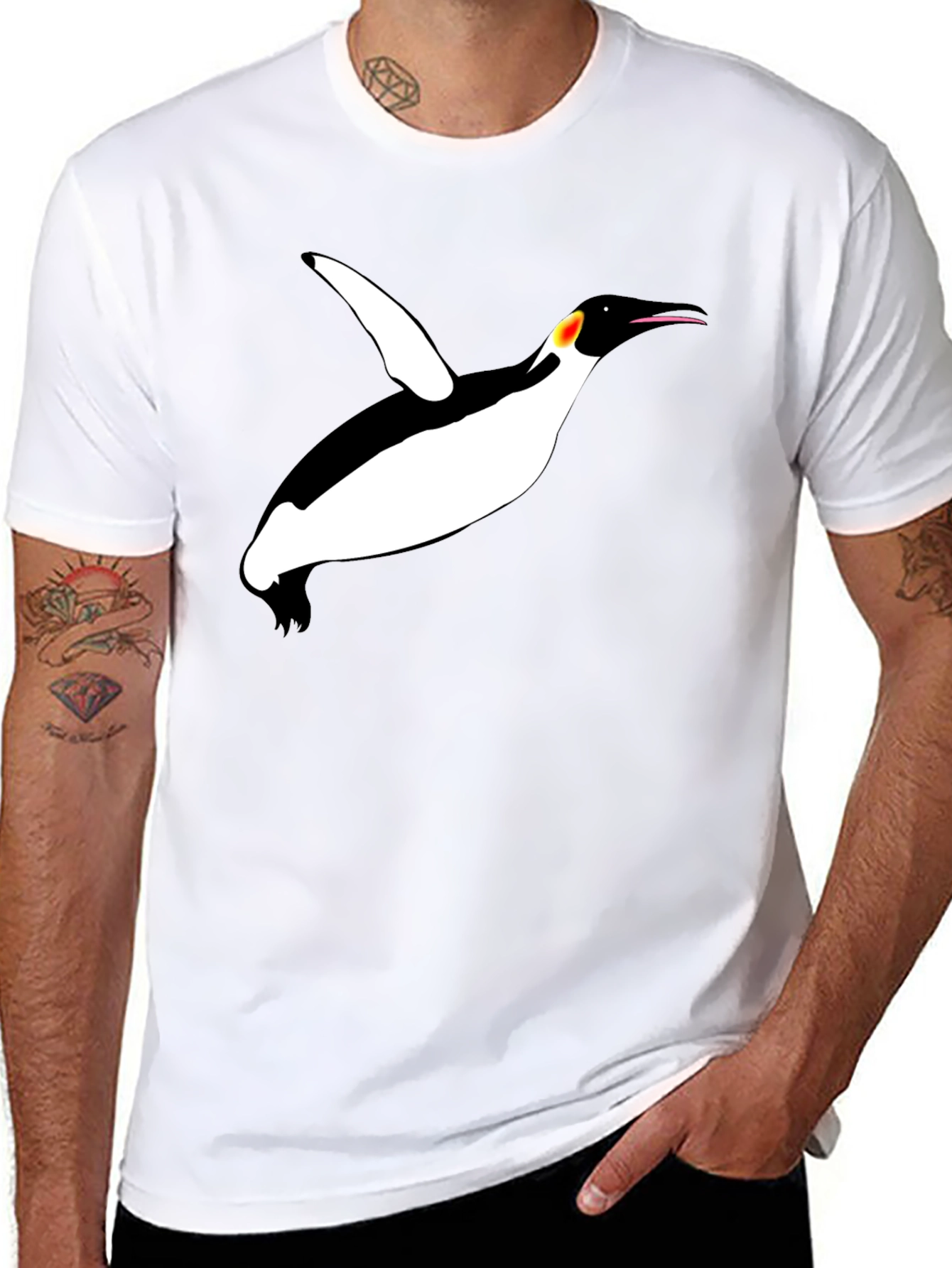 Black Cool Penguin Graphic Black T-Shirt view 8