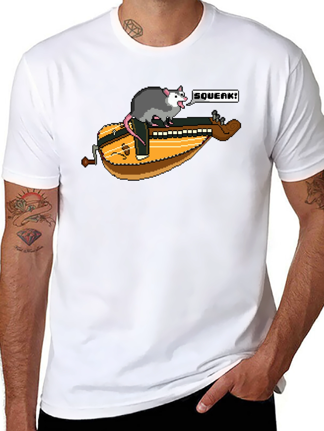 Black Opossum Hurdy-Gurdy Graphic T-Shirt view 8