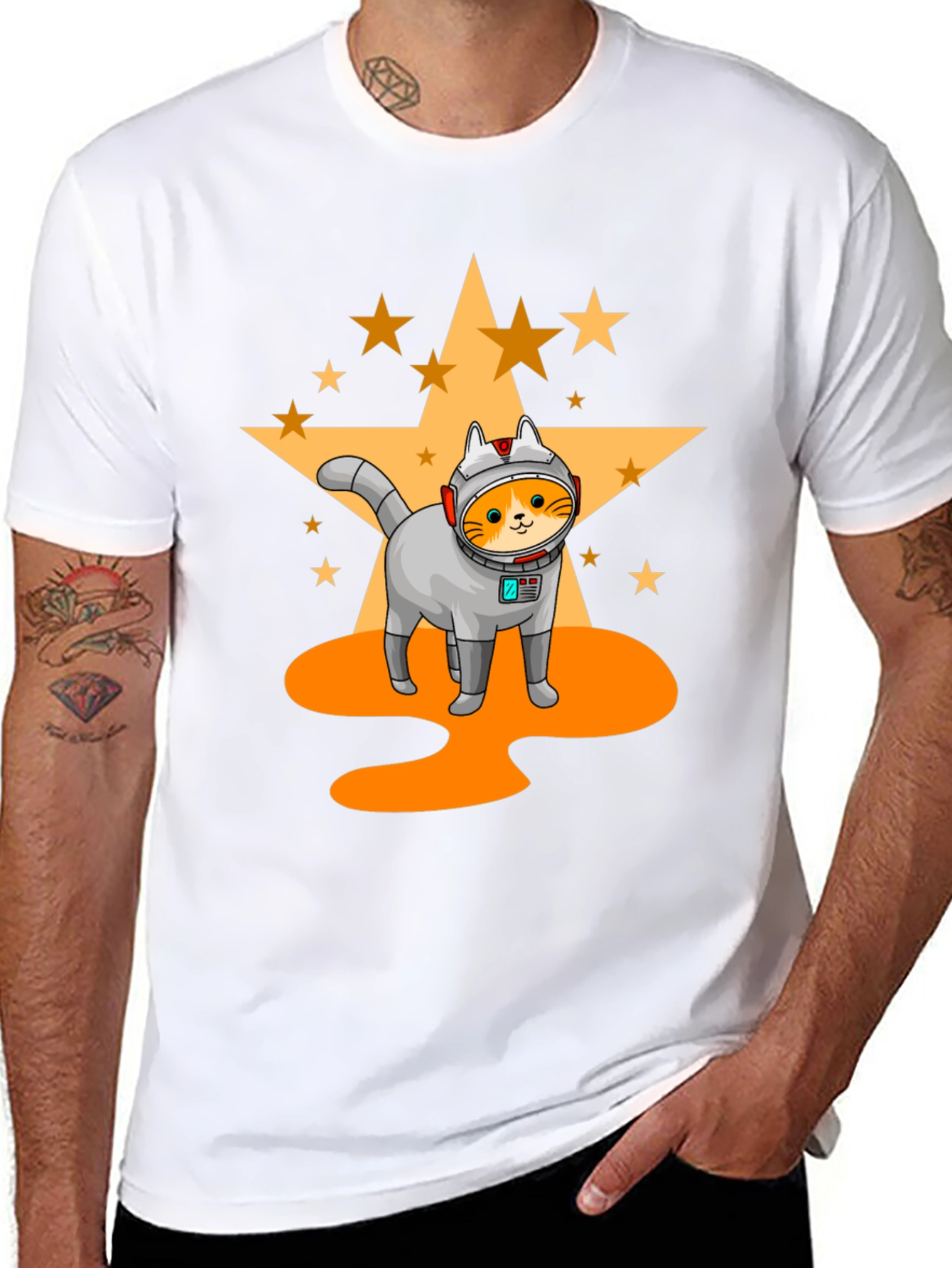Black Astronaut Cat T-Shirt - Space Adventure view 8
