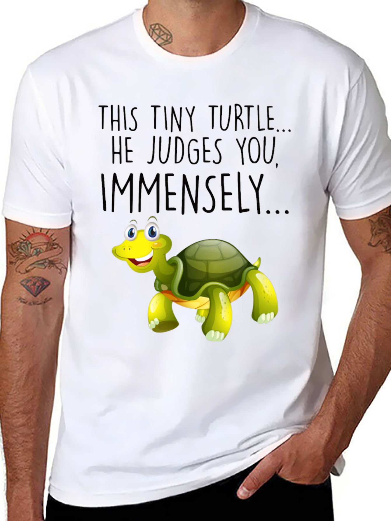 Black Tiny Turtle Judge Graphic T-Shirt view 8