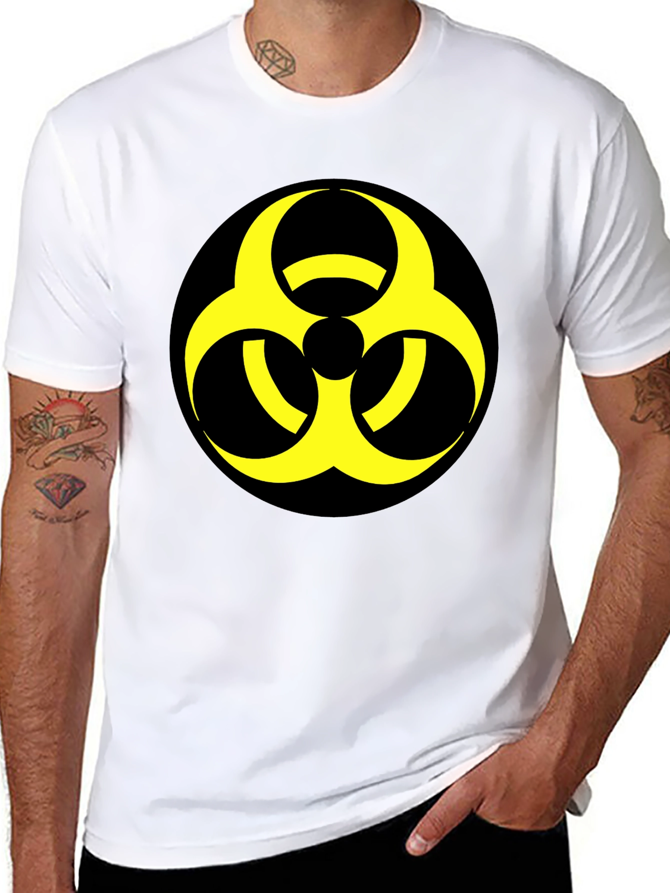 Black Biohazard Symbol Graphic Tee - Bold & Unique view 8