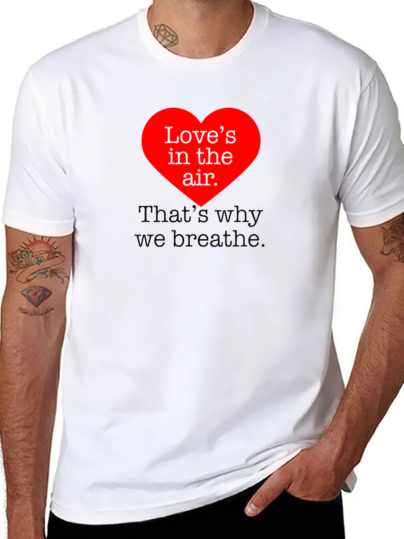 Black Love's In The Air Valentine's Day Black T-Shirt view 8