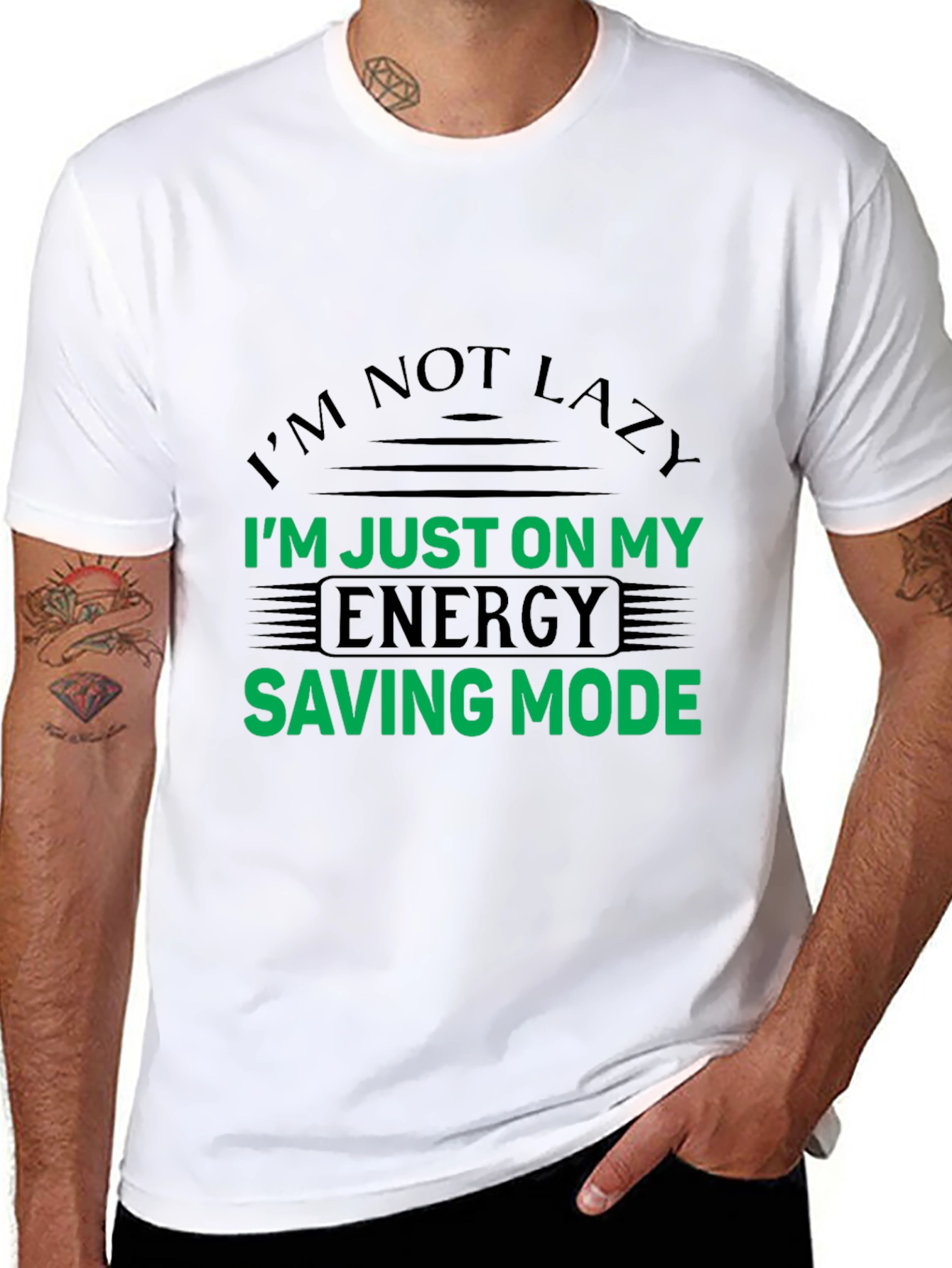 Black Energy Saving Mode Funny T-Shirt view 8