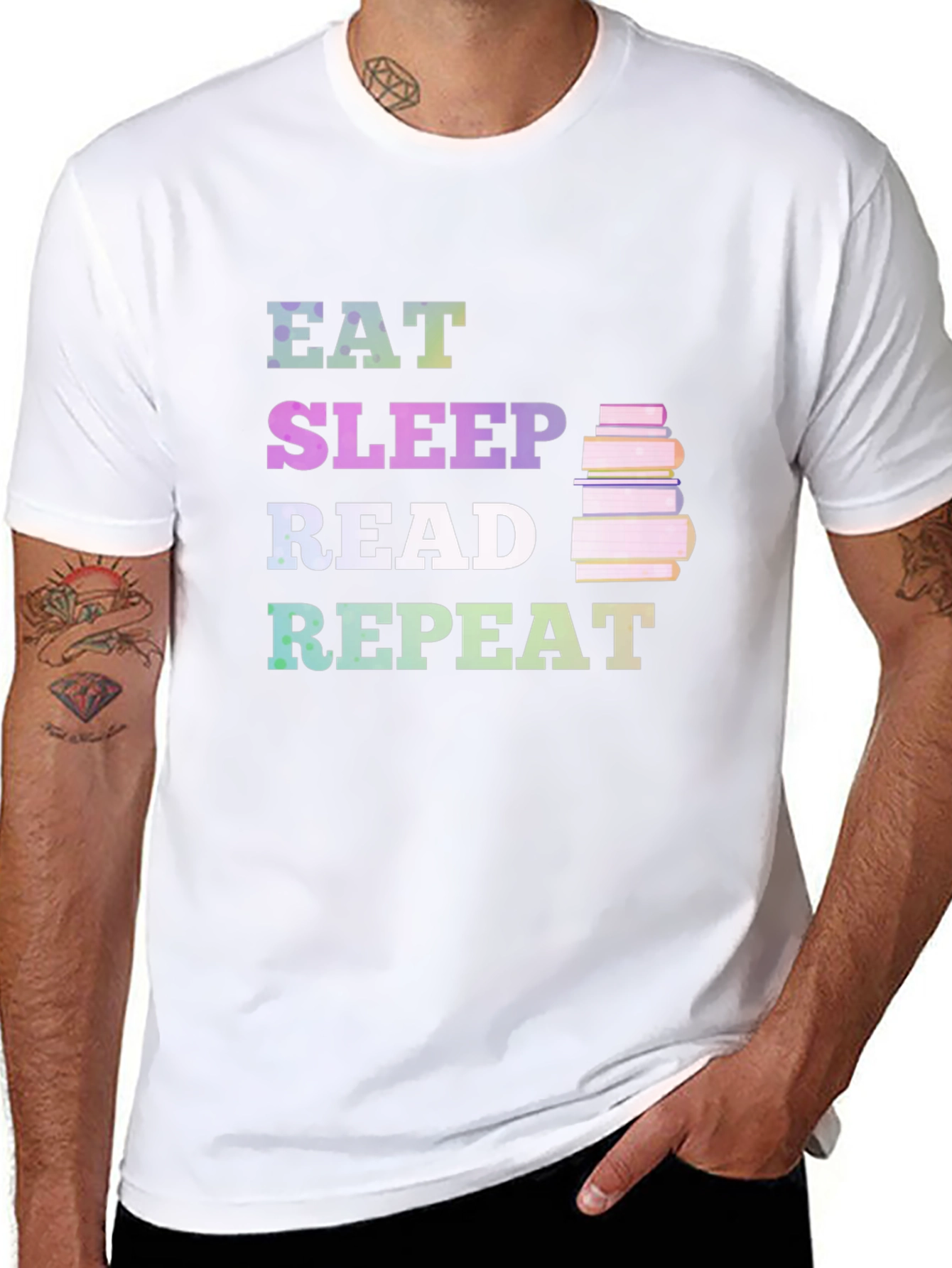 Black Eat Sleep Read Repeat T-Shirt view 8