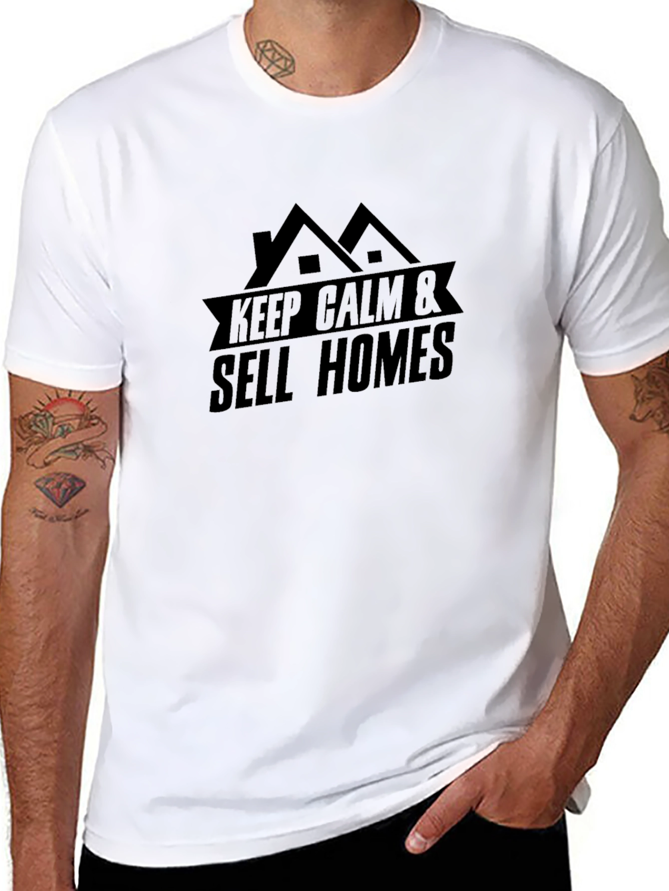 Black Keep Calm & Sell Homes T-Shirt view 8
