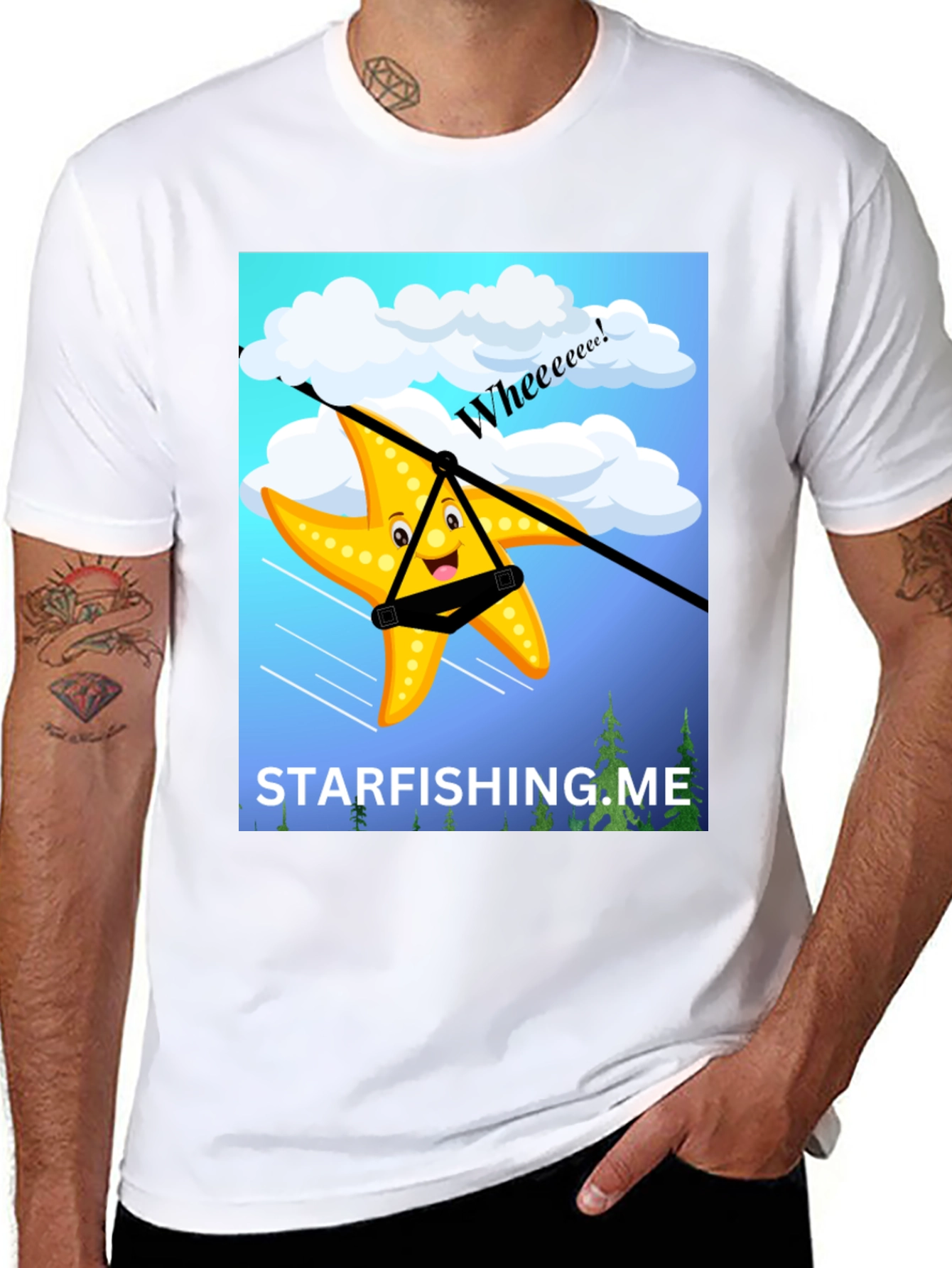 Black Starfishing.me Ziplining Starfish Graphic Tee view 8