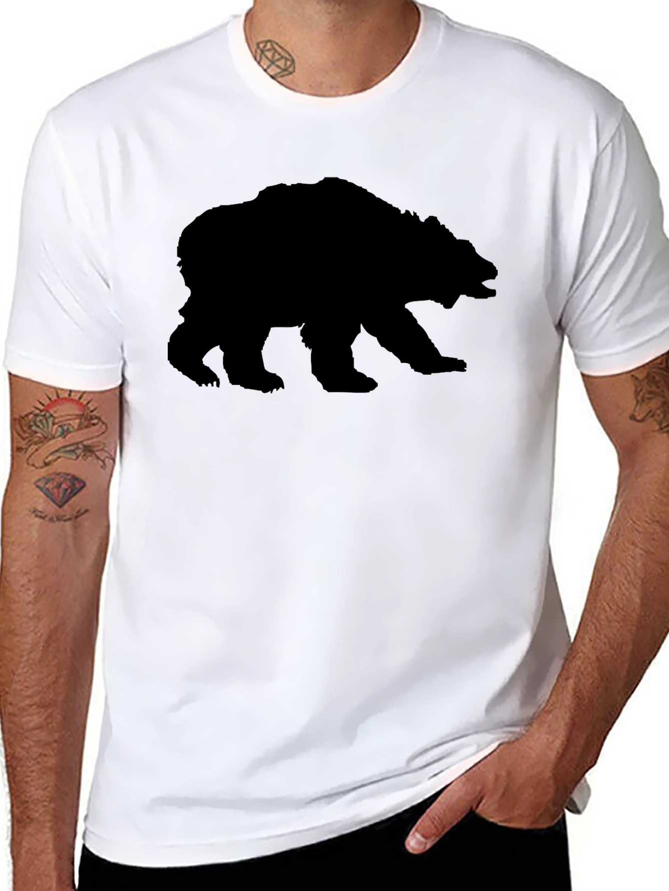 Black Bear Silhouette Graphic Print T-Shirt view 8