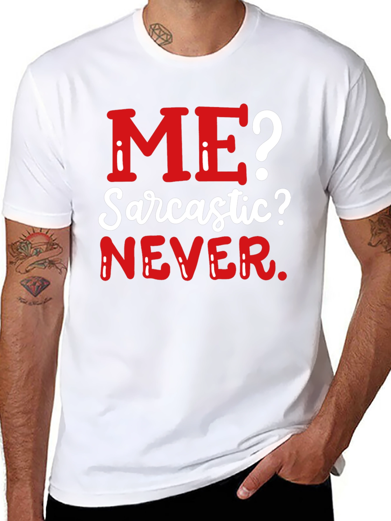 Black Sarcastic Never T-Shirt - Funny Graphic Tee view 8