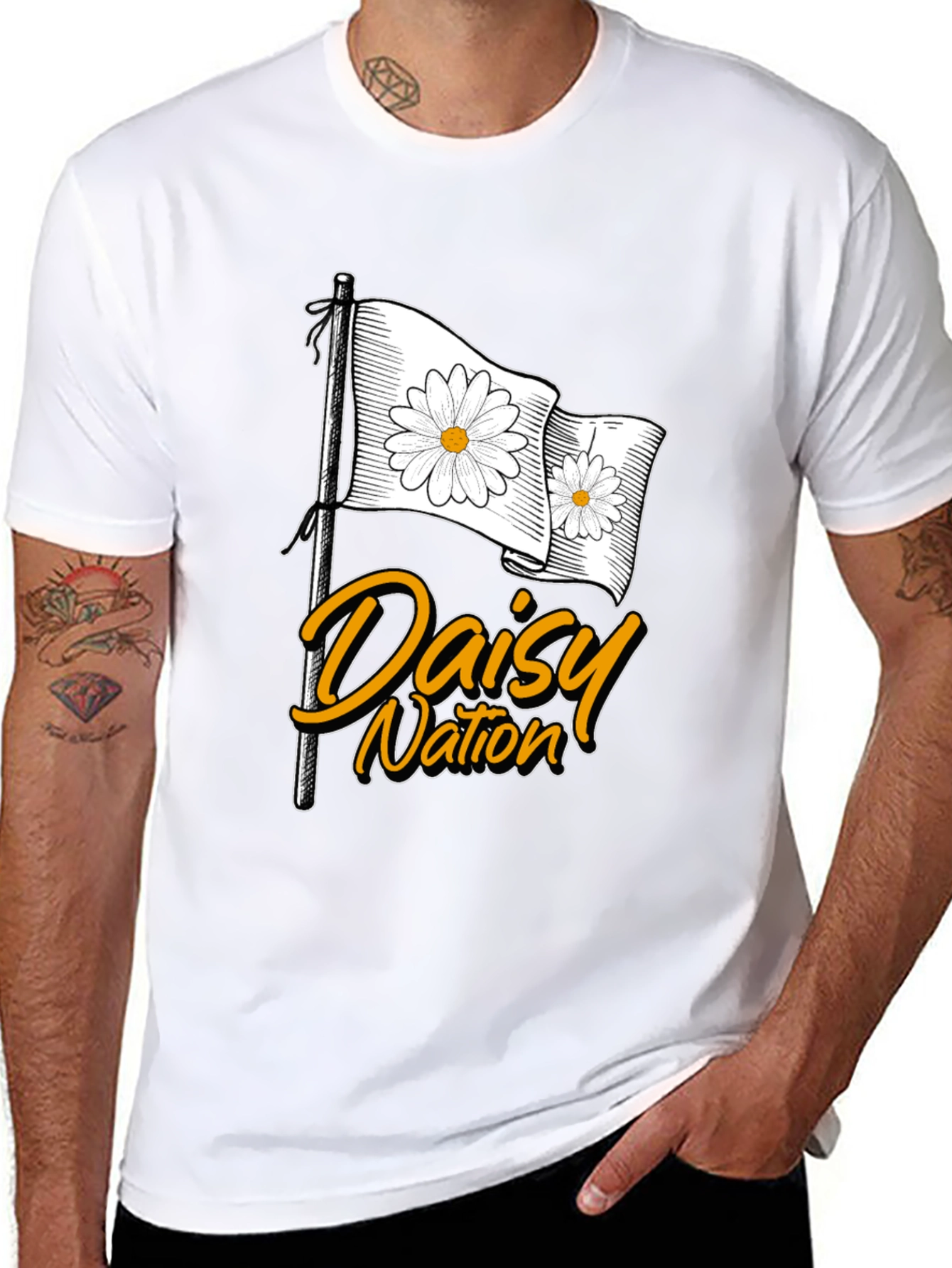 Black Daisy Nation Graphic T-Shirt - Black Cotton Tee view 8