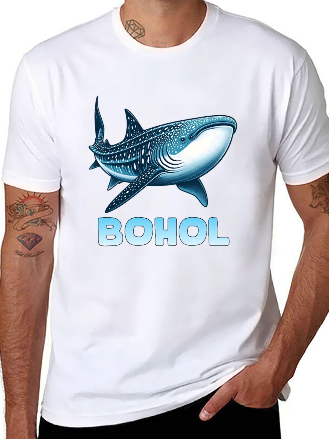 Black Bohol Whale Shark Men's Graphic Tee view 8
